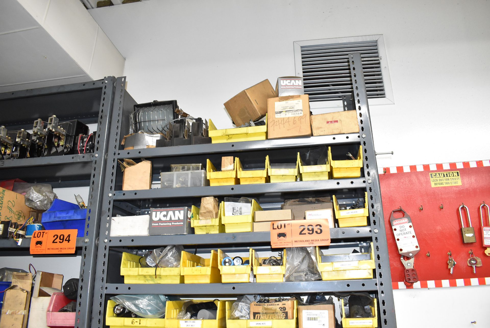 LOT/ STEEL SHELF WITH CONTENTS - INCLUDING RELAYS, CIRCUIT BOARDS, ELECTRICAL COMPONENTS, HARDWARE - Image 2 of 5