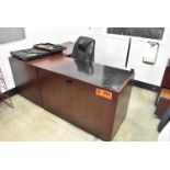 LOT/ CONTENTS OF OFFICE (FURNITURE ONLY) - INCLUDING DESK, OFFICE CHAIR, SHELF UNIT, 2-DRAWER