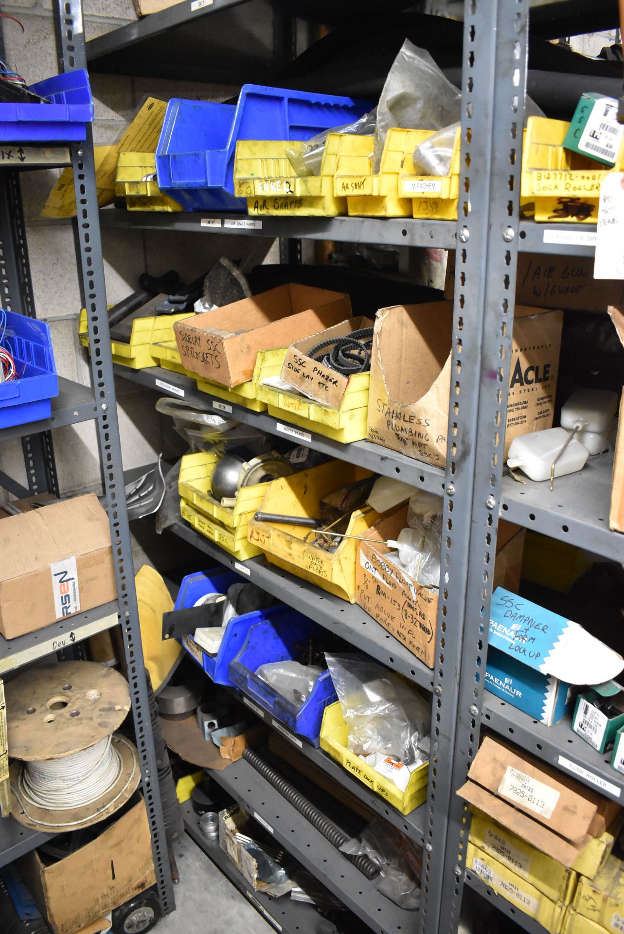 LOT/ (6) SECTIONS OF STEEL SHELVING WITH CONTENTS - INCLUDING NP-3 SPARE PARTS, DYNARIC SPARE PARTS, - Image 43 of 46