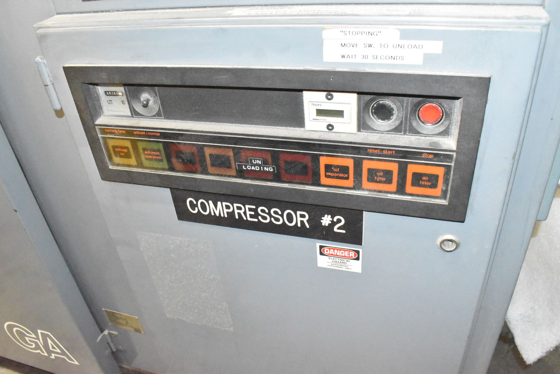 ATLAS COPCO GA509 50 HP ROTARY SCREW AIR COMPRESSOR WITH 127 PSI, 197 CFM, 3600 RPM, S/N: - Image 2 of 5