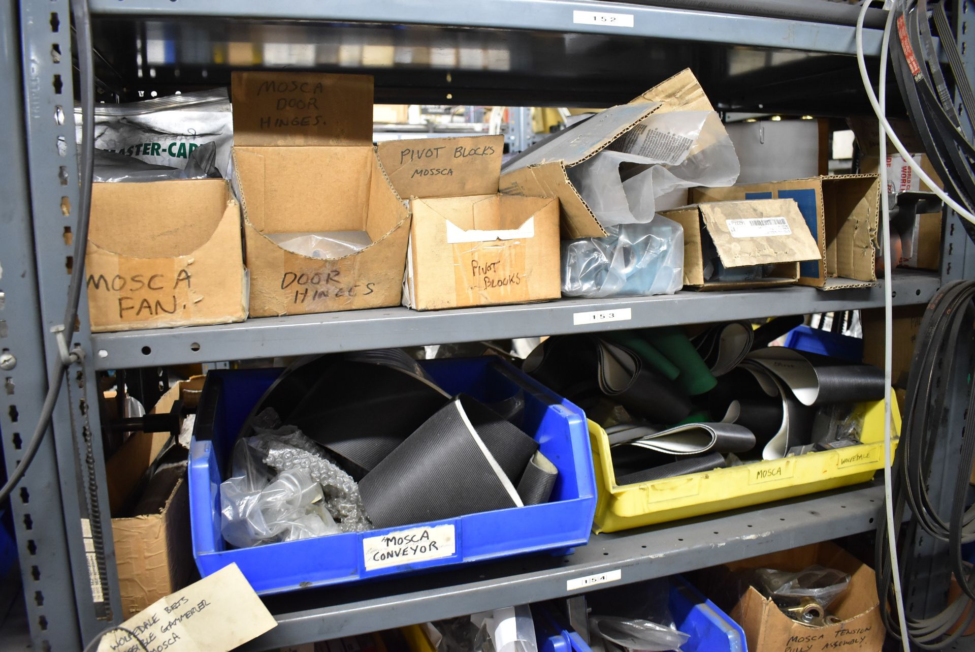 LOT/ (5) SECTIONS OF STEEL SHELVING WITH CONTENTS - INCLUDING BEARINGS, DRIVE BELTS, GAUGES, - Image 14 of 26