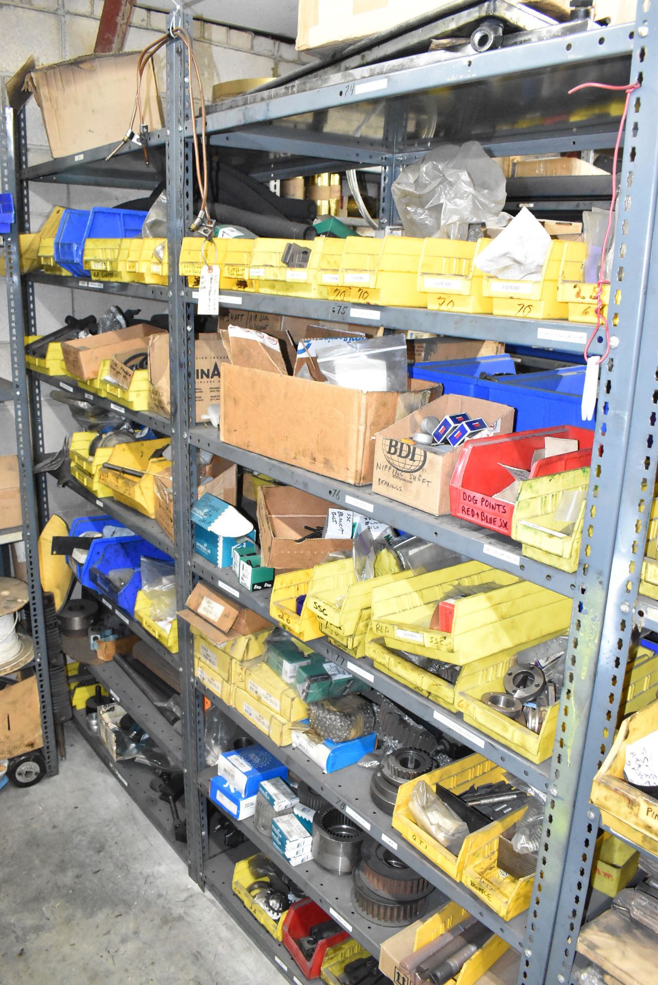 LOT/ (6) SECTIONS OF STEEL SHELVING WITH CONTENTS - INCLUDING NP-3 SPARE PARTS, DYNARIC SPARE PARTS, - Image 38 of 46