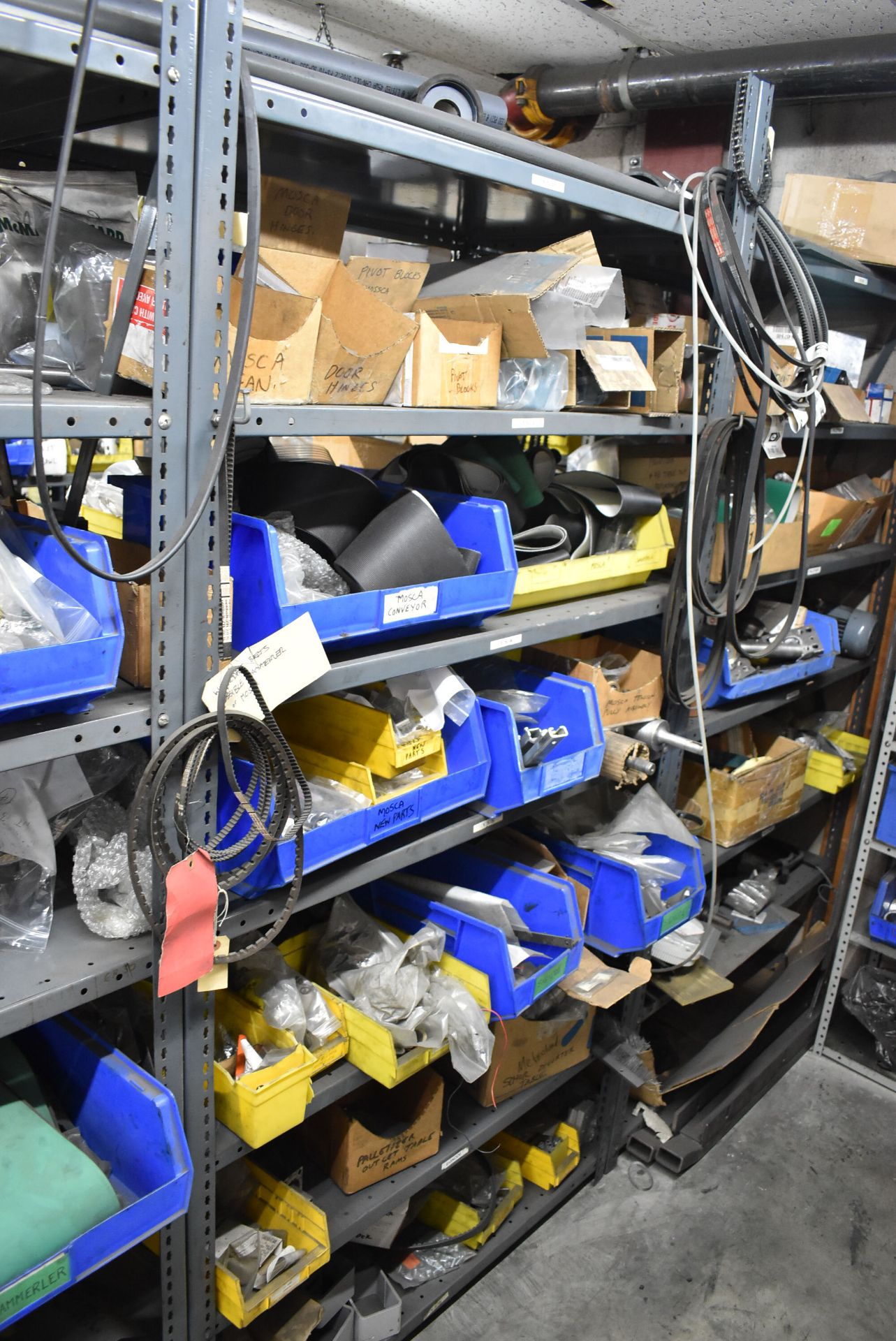 LOT/ (5) SECTIONS OF STEEL SHELVING WITH CONTENTS - INCLUDING BEARINGS, DRIVE BELTS, GAUGES, - Image 13 of 26