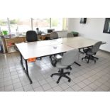 LOT/ CONTENTS OF MEETING/BREAK ROOM CONSISTING OF (4) TABLES WITH OFFICE CHAIRS, (3) BOOKSHELVES,