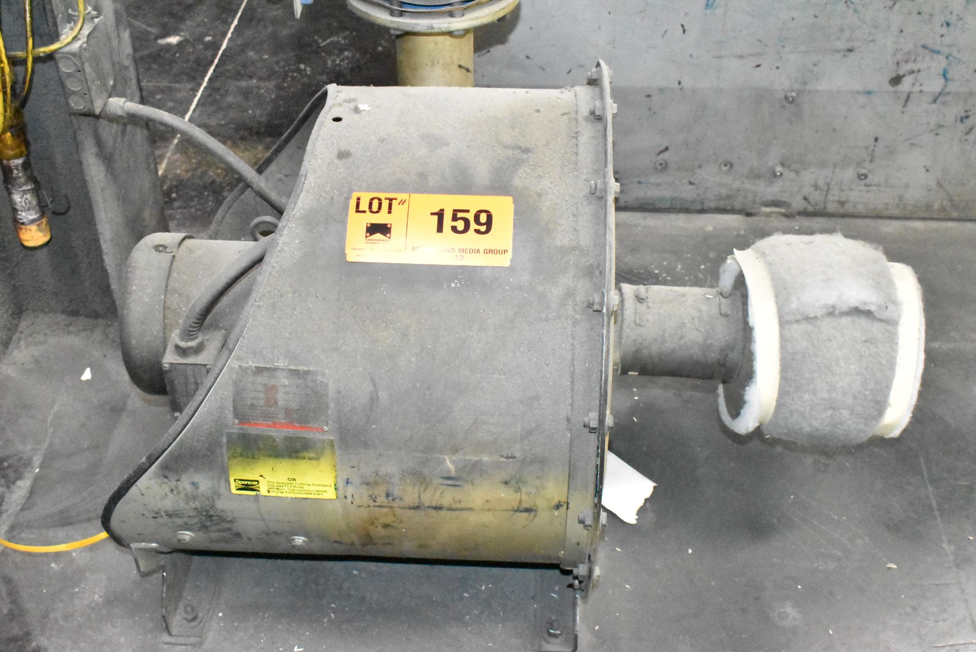 SPENCER BLOWERS 5 HP BLOWER WITH 3500 RPM, 165 CFM, S/N: 270655 (CI) [RIGGING FEE FOR LOT #159 - $