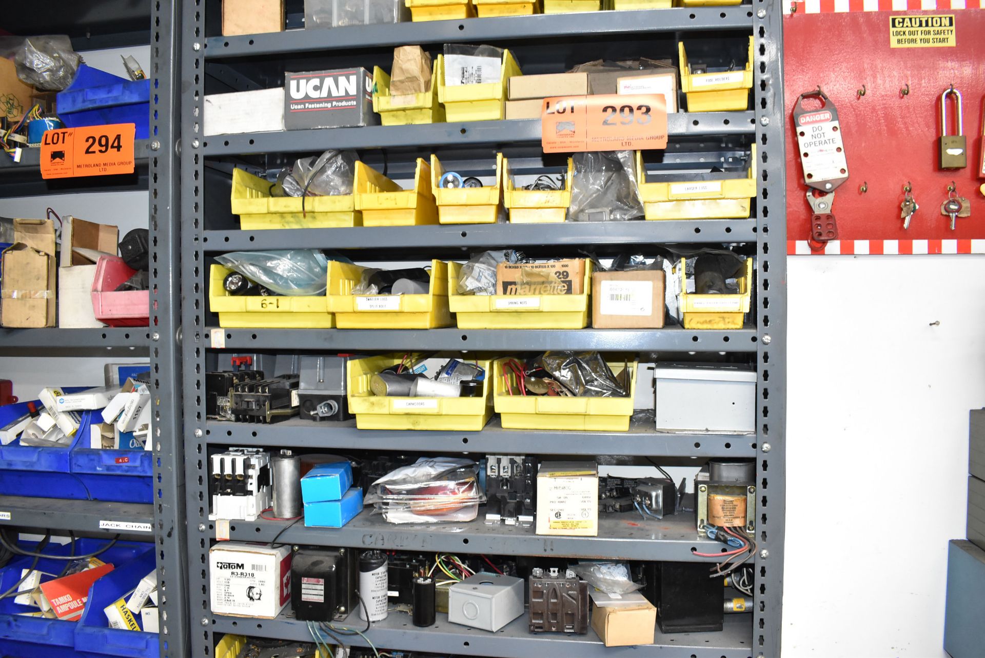 LOT/ STEEL SHELF WITH CONTENTS - INCLUDING RELAYS, CIRCUIT BOARDS, ELECTRICAL COMPONENTS, HARDWARE - Image 3 of 5