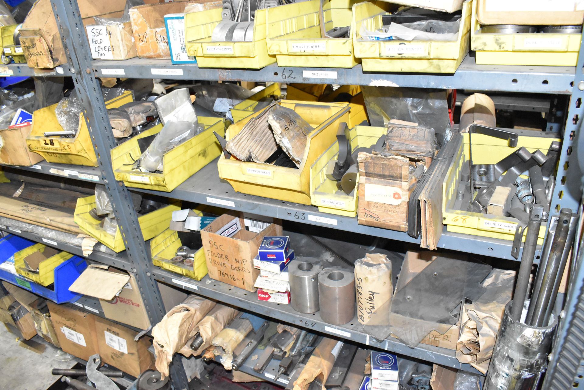 LOT/ (6) SECTIONS OF STEEL SHELVING WITH CONTENTS - INCLUDING NP-3 SPARE PARTS, DYNARIC SPARE PARTS, - Image 32 of 46