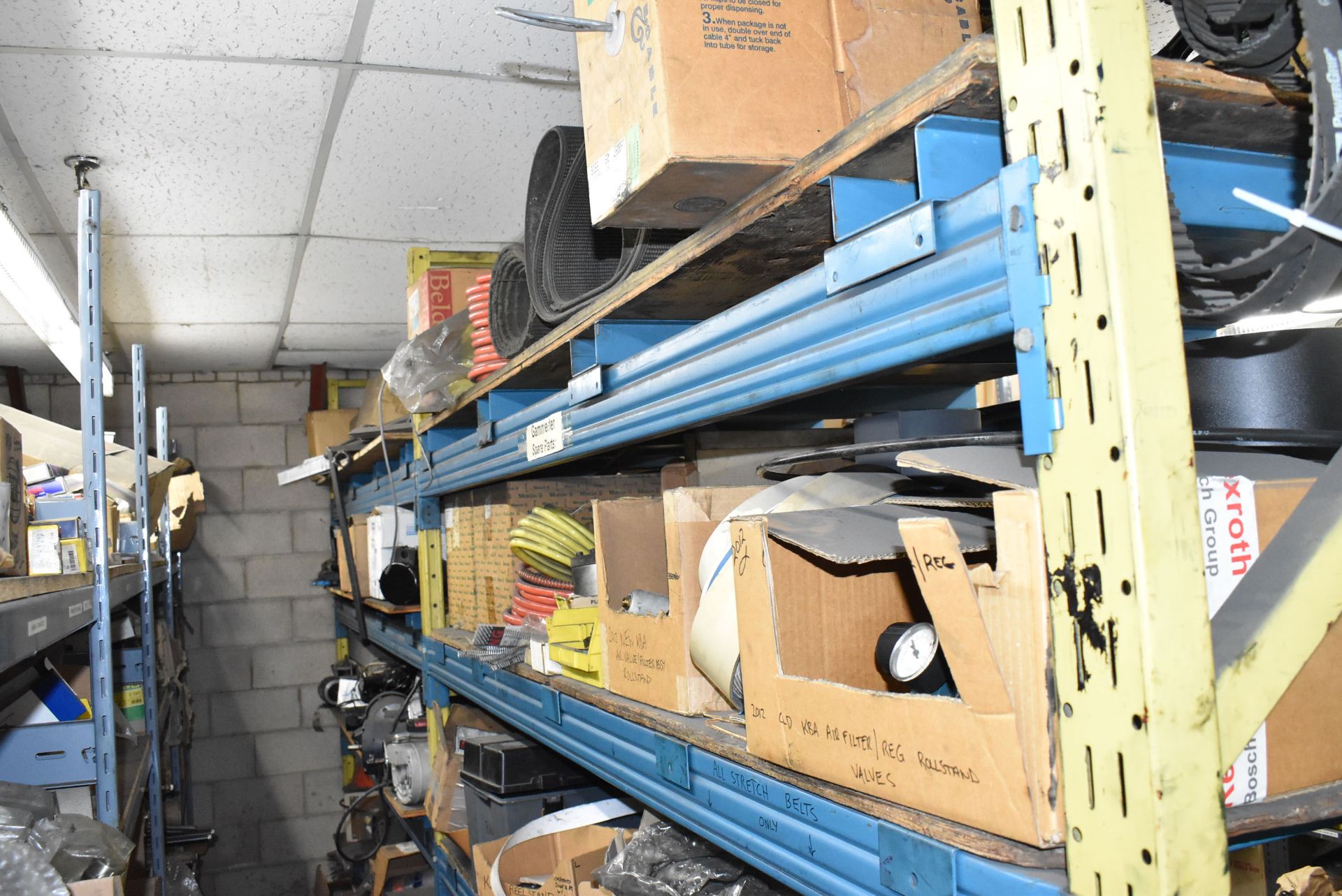 LOT/ (2) SECTIONS OF PALLET RACK & STEEL SHELF WITH CONTENTS - INCLUDING HYDRAULIC HOSES, - Image 15 of 21