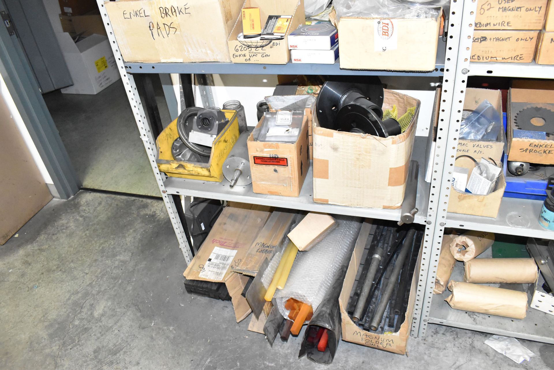 LOT/ (2) STEEL SHELVES WITH CONTENTS - INCLUDING ENKEL SPARE PARTS - Image 5 of 6