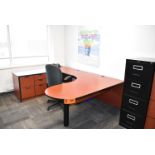 LOT/ CONTENTS OF OFFICE CONSISTING OF DESK WITH OFFICE CHAIR, 4-DRAWER FILE CABINET & STORAGE