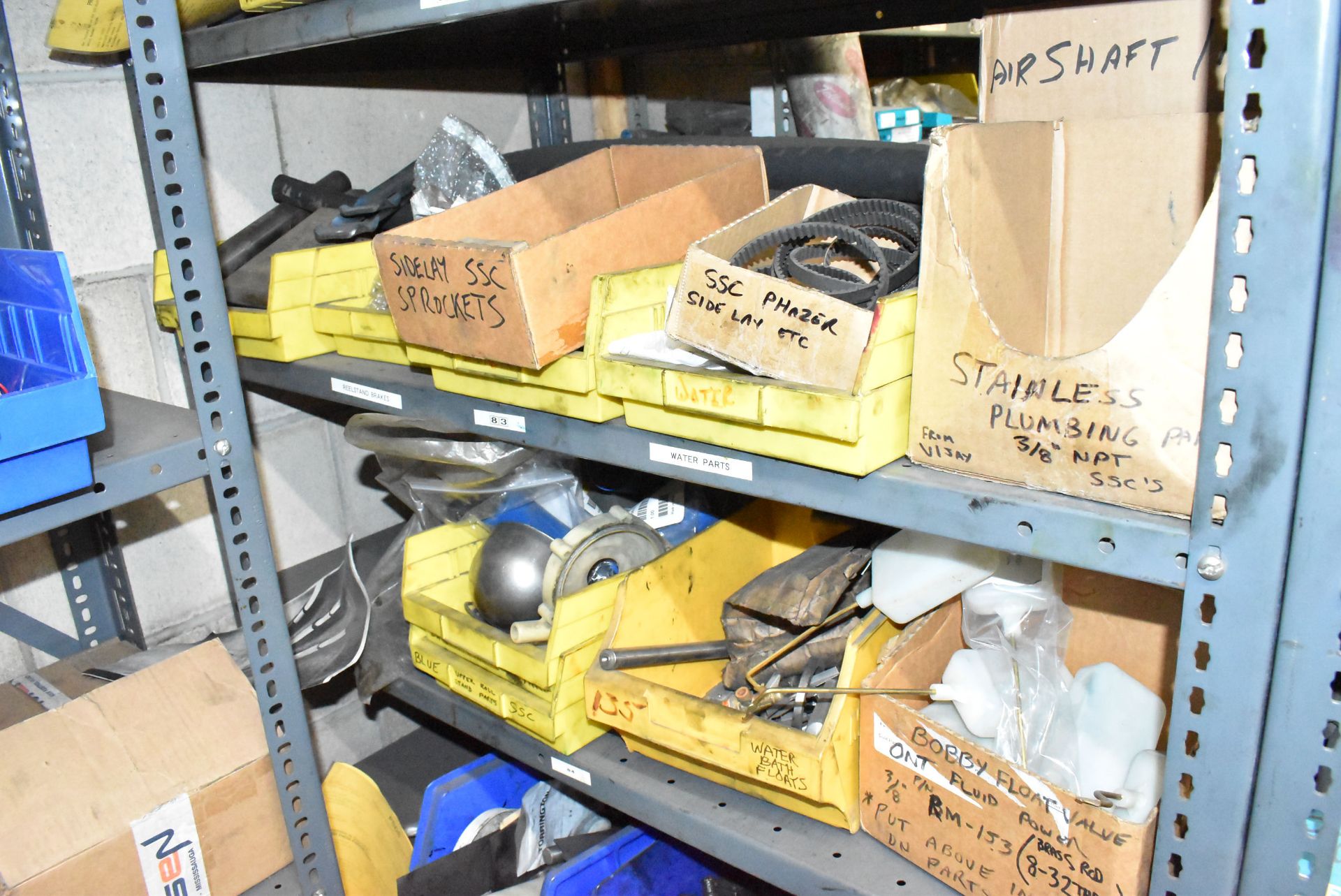 LOT/ (6) SECTIONS OF STEEL SHELVING WITH CONTENTS - INCLUDING NP-3 SPARE PARTS, DYNARIC SPARE PARTS, - Image 45 of 46