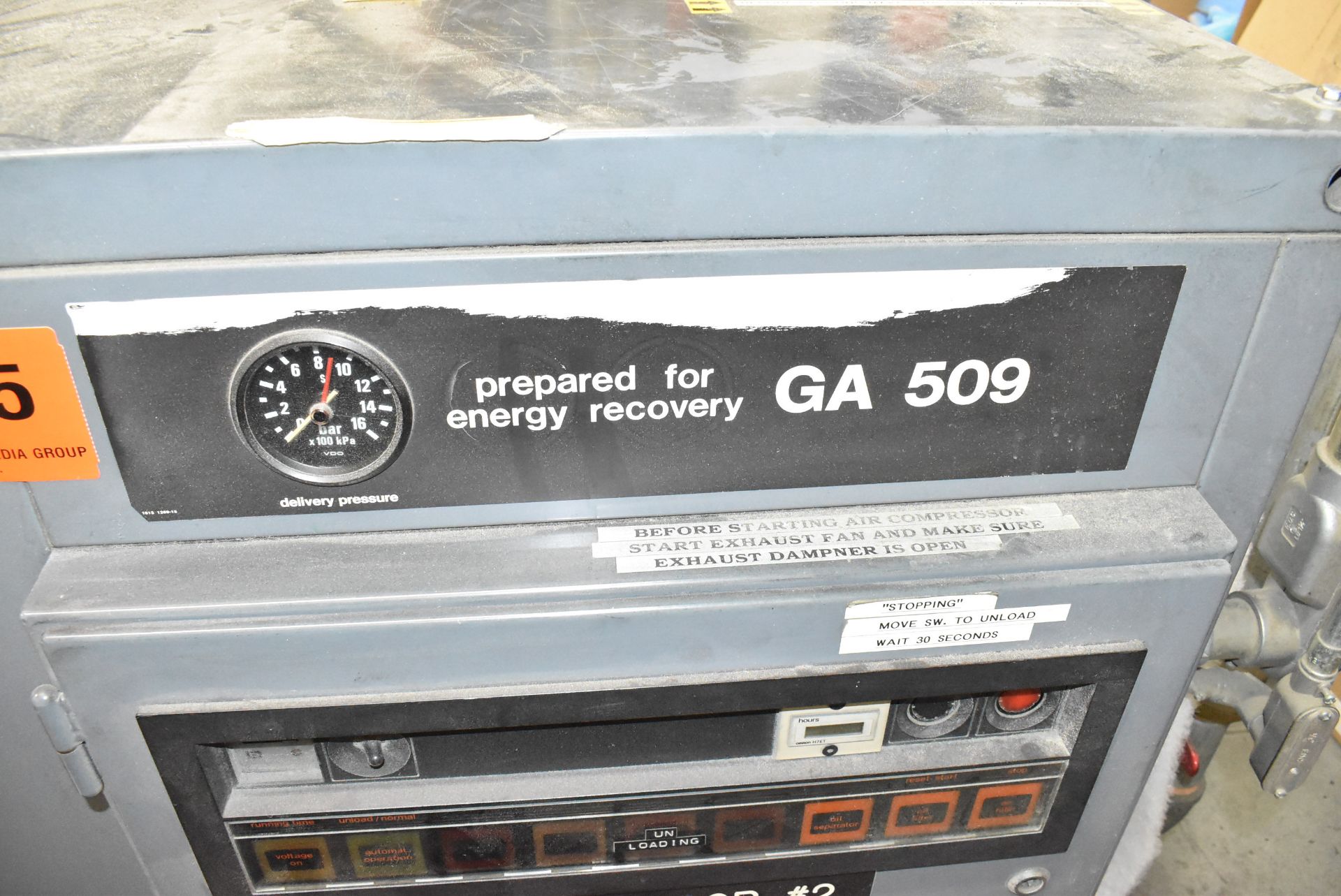 ATLAS COPCO GA509 50 HP ROTARY SCREW AIR COMPRESSOR WITH 127 PSI, 197 CFM, 3600 RPM, S/N: - Image 3 of 5