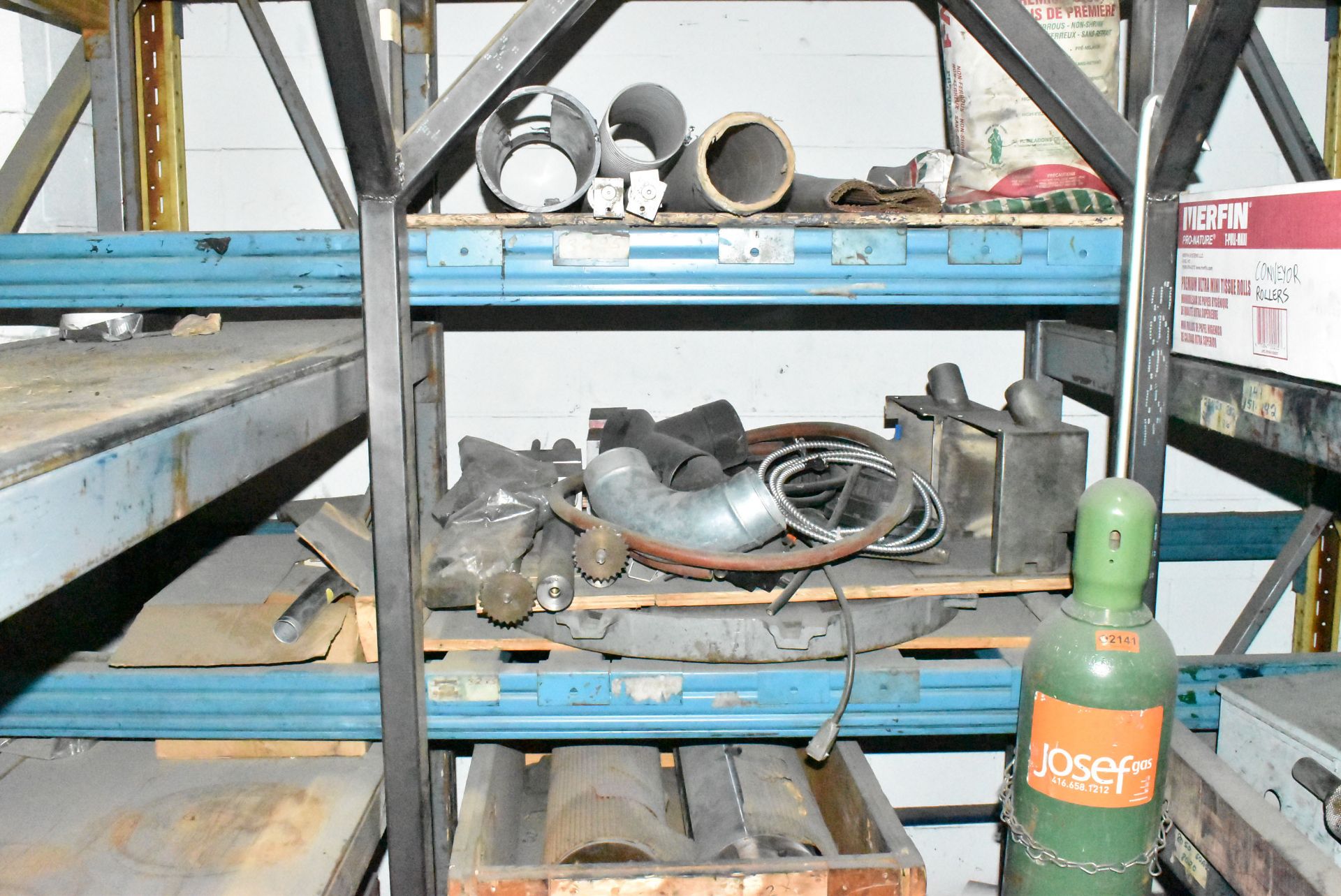 LOT/ (3) SECTIONS OF STEEL RACK WITH CONTENTS - INCLUDING ELECTRIC MOTORS, HYDRAULIC HOSES, ELECTRIC - Image 7 of 18