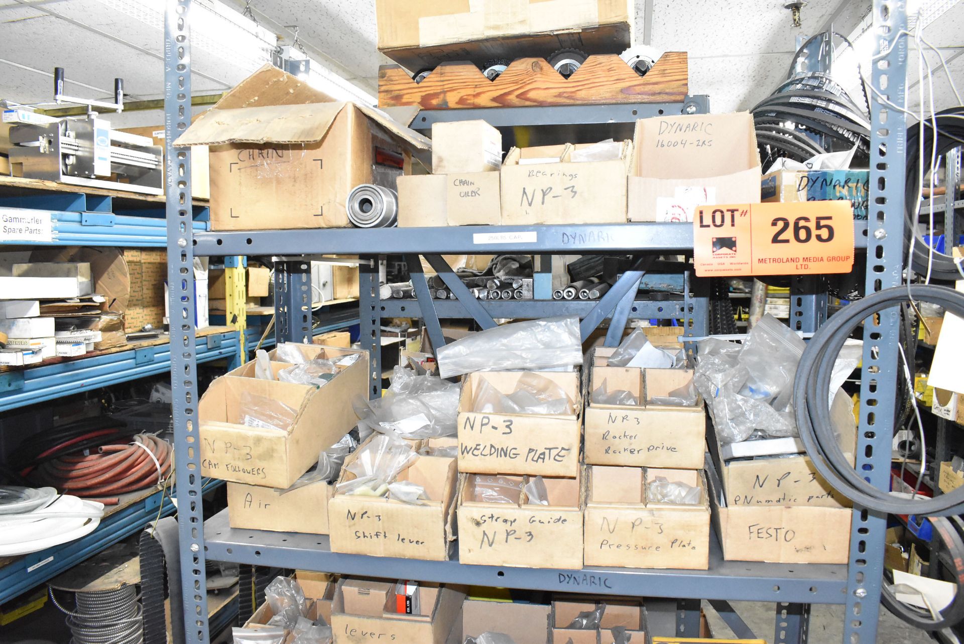 LOT/ (6) SECTIONS OF STEEL SHELVING WITH CONTENTS - INCLUDING NP-3 SPARE PARTS, DYNARIC SPARE PARTS, - Image 4 of 46