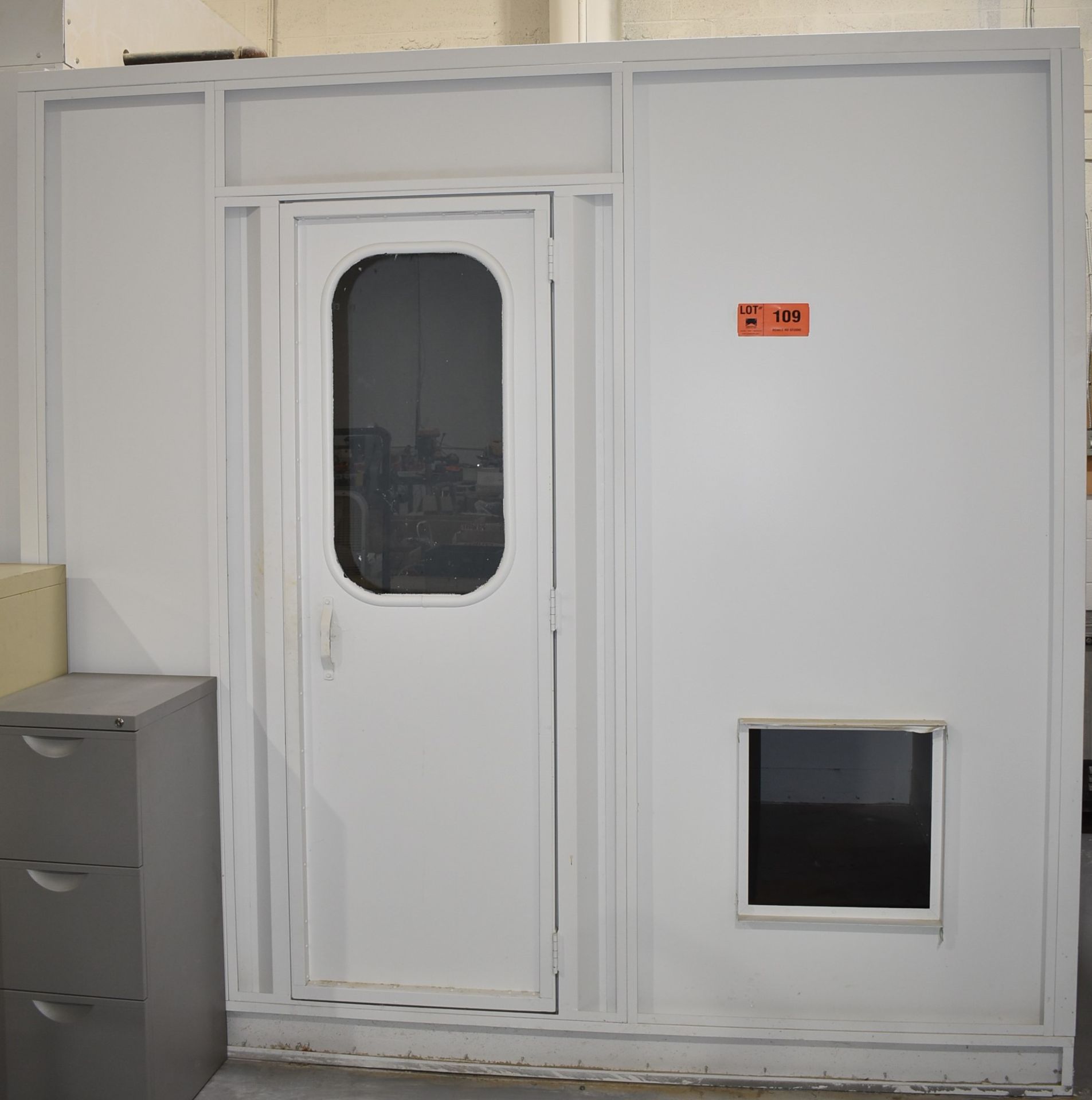 UNITED SPRAY BOOTHS 108" X 108" PAINT SPRAY BOOTH WITH 24" X 79" ACCESS DOOR, FIRE SUPPRESSION, S/