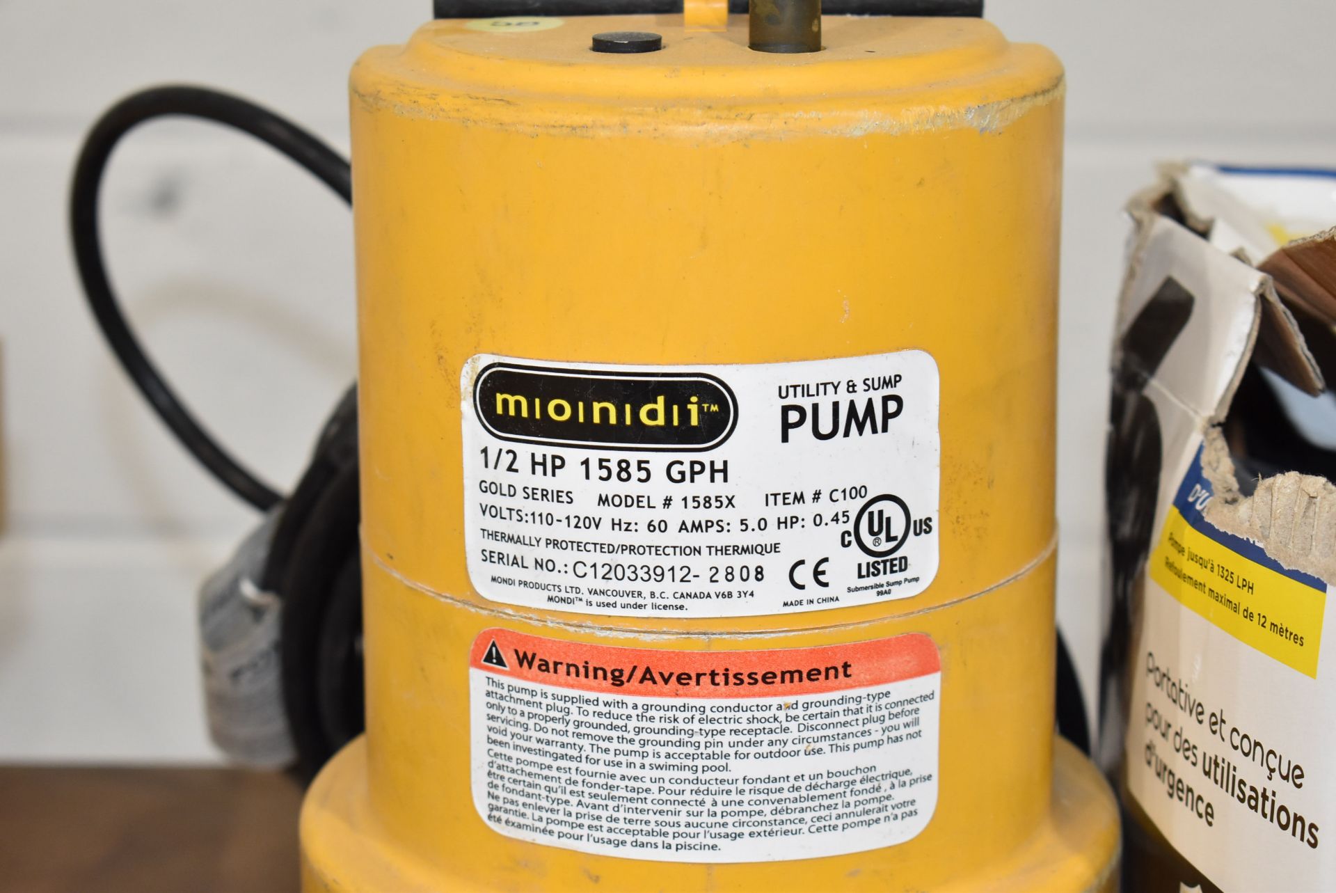 MONDI 0.5 HP UTILITY/SUMP PUMP & BURCAM 1/12 HP UTILITY PUMP - Image 3 of 5