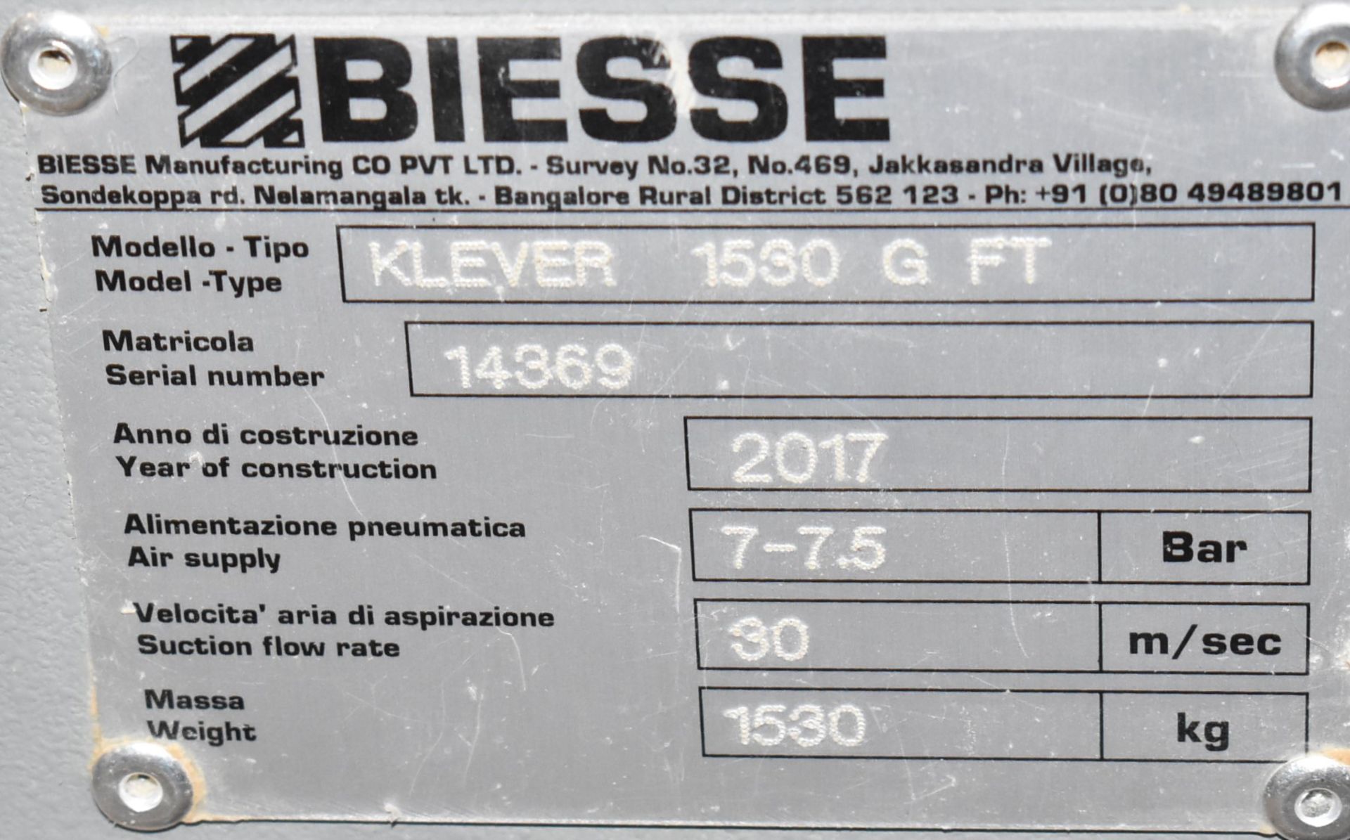 BIESSE (2017) KLEVER 1530 G FT CNC ROUTER WITH WINDOWS PC-BASED CNC CONTROL, 121" X 61" TABLE, HSK63 - Image 6 of 16