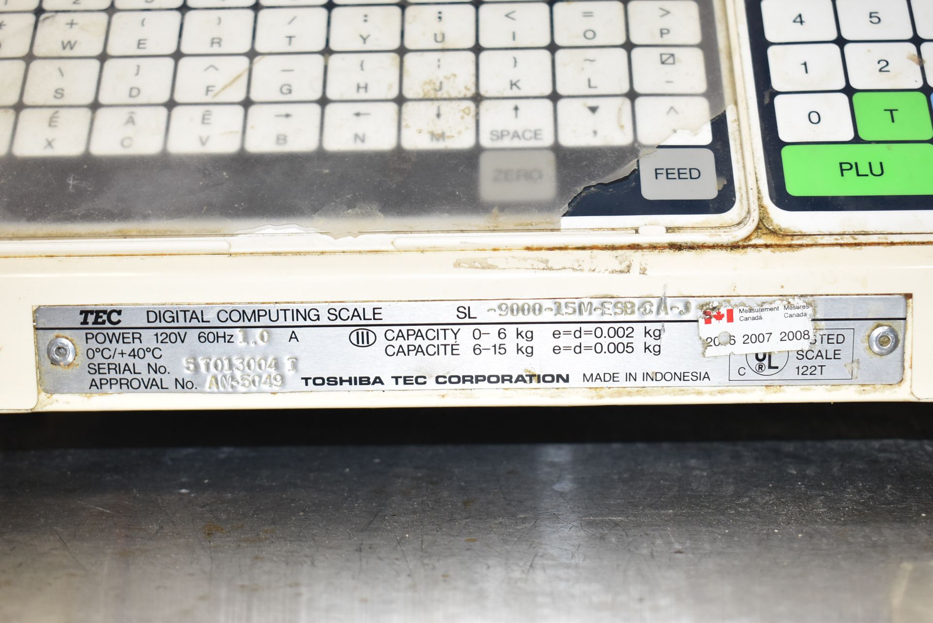 TEC COMMERCIAL DIGITAL COMPUTING SCALE, S/N 5T013004 I - Image 3 of 4