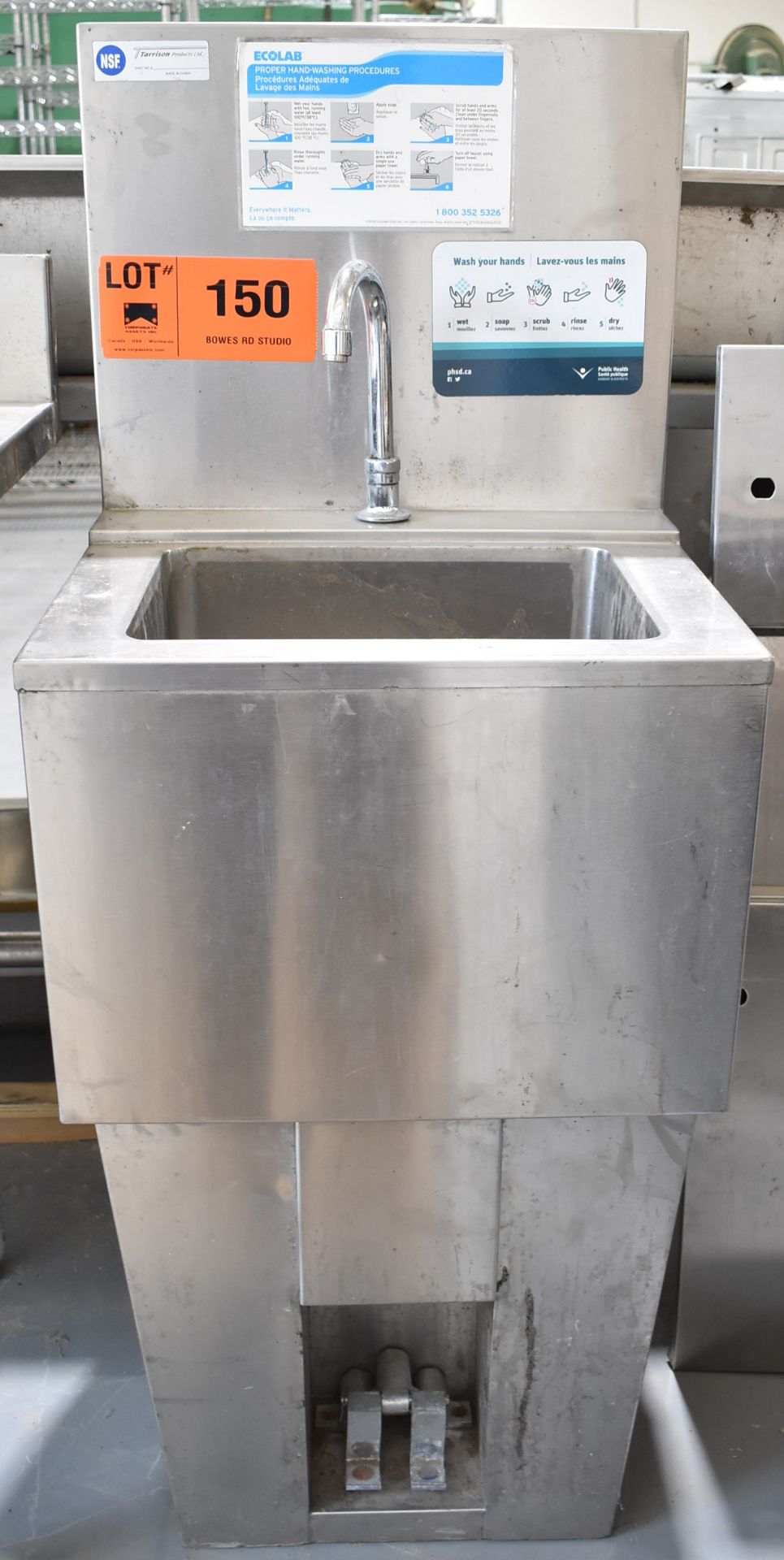 TARRISON PRODUCTS 14" X 10" X 10" SINGLE WELL SINK WITH FOOT PEDAL CONTROLS, S/N N/A [RIGGING FEES