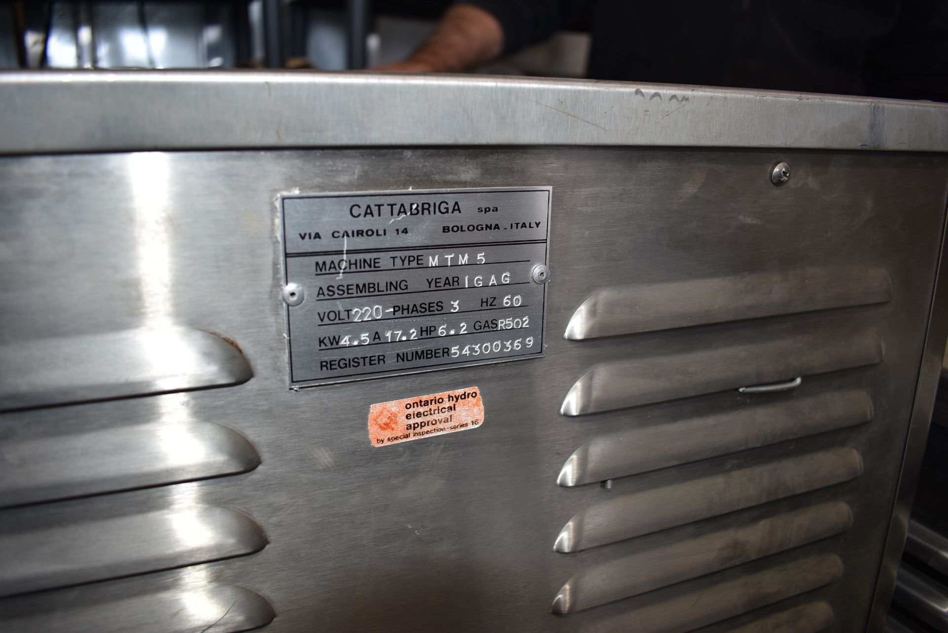 CATTABRIGA MTM 5 MANTEMATIC 5 COMMERCIAL BATCH FREEZER, S/N 54300369 [RIGGING FEES FOR LOT #129 - $ - Image 5 of 5