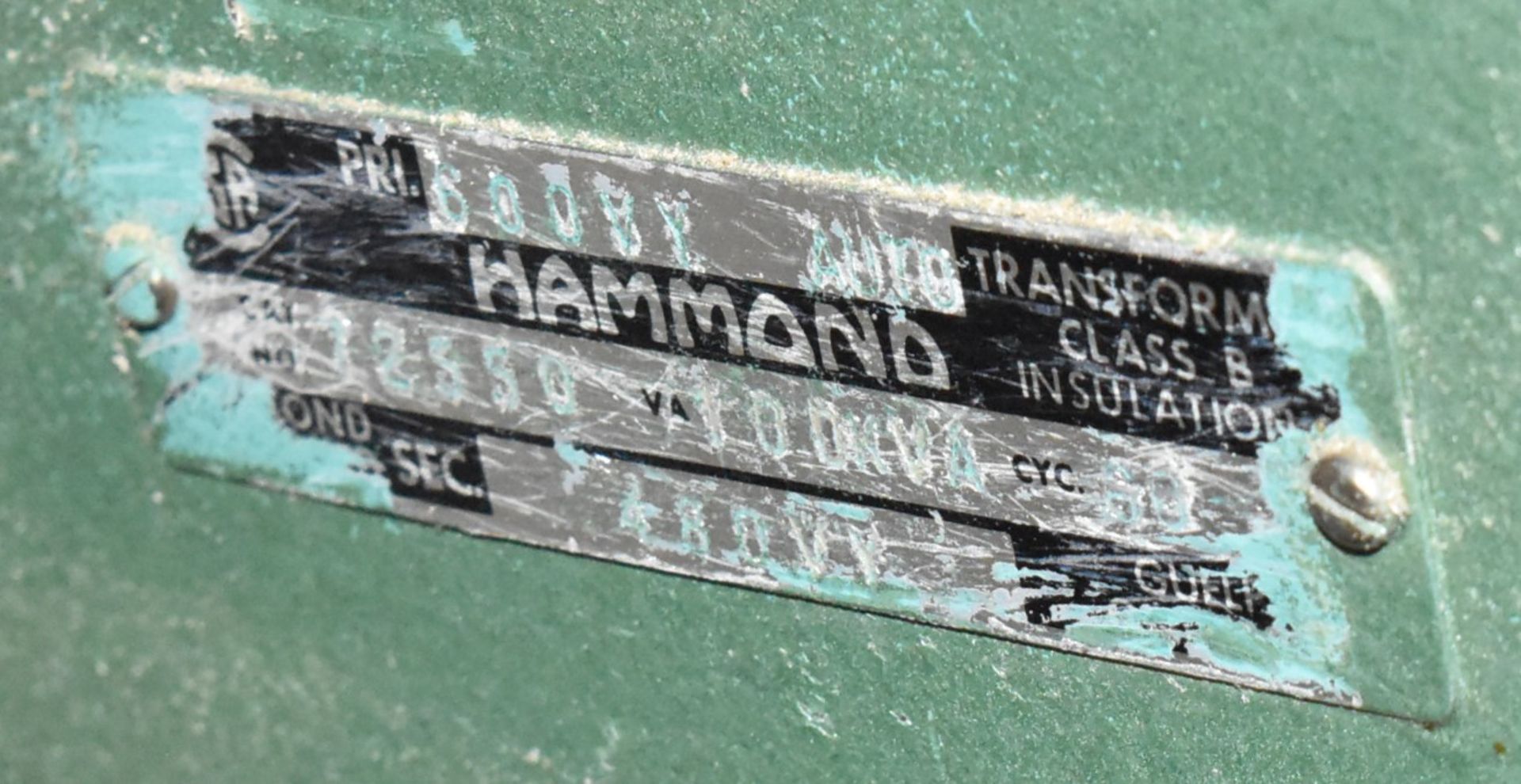 HAMMOND 72550 100 KVA TRANSFORMER, 600-480V/3PH/60HZ, S/N N/A (CI) - Image 3 of 4
