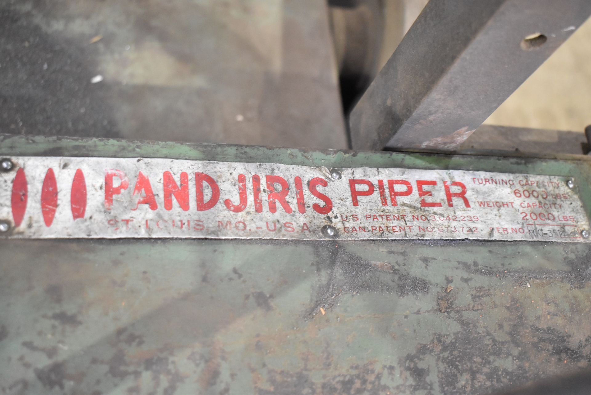 PANDJIRIS PIPER 6000 LB. CAPACITY TANK TURNING DRIVE ROLL WITH FOOT PEDAL, S/N: 800-3514-40 [RIGGING - Image 5 of 6