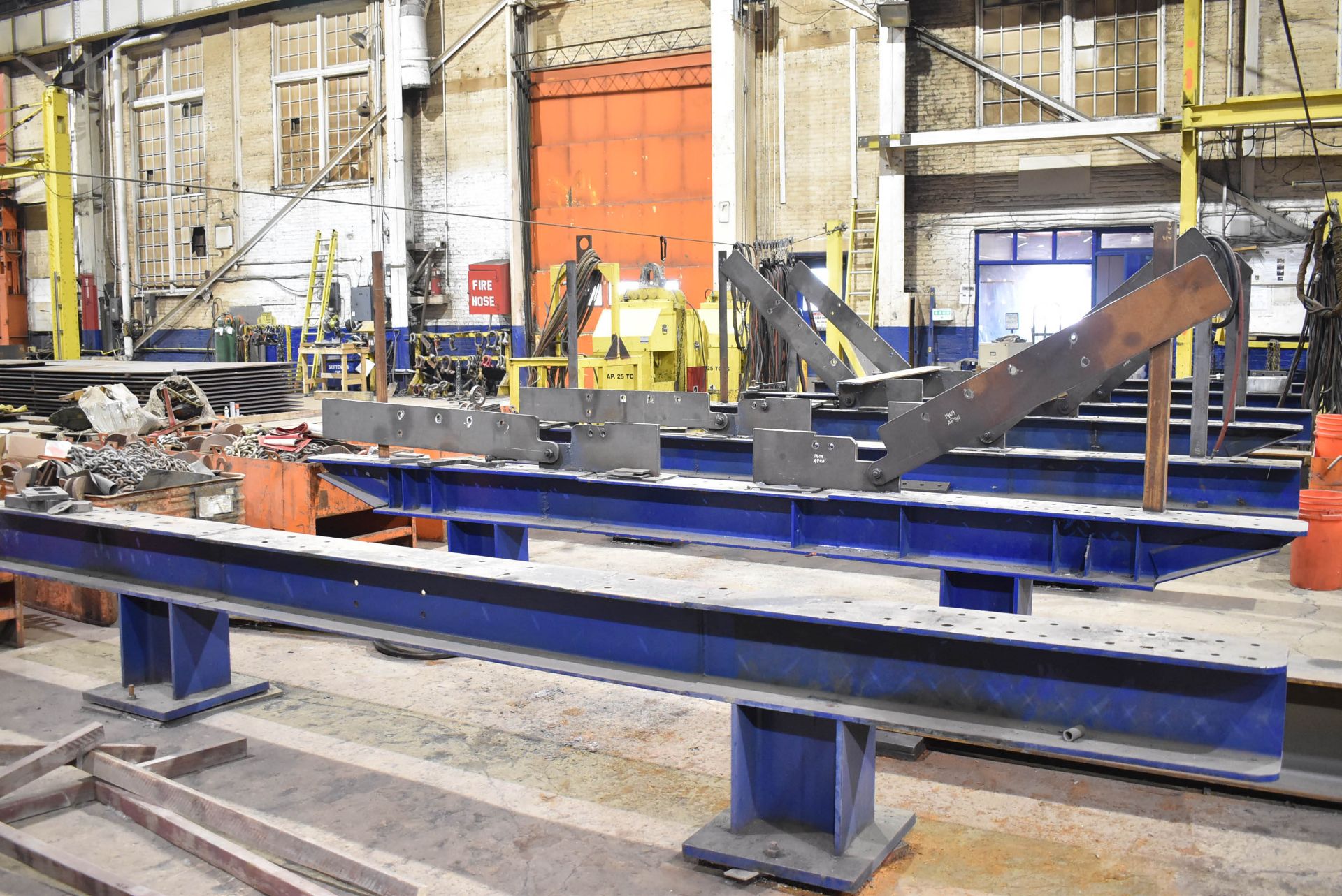 CAPITOL STEEL STRUCTURAL BEAM WELDING JIG WITH APPROX. 190"X89.5' ADJUSTABLE FRAME & COMPONENTS ( - Image 3 of 6