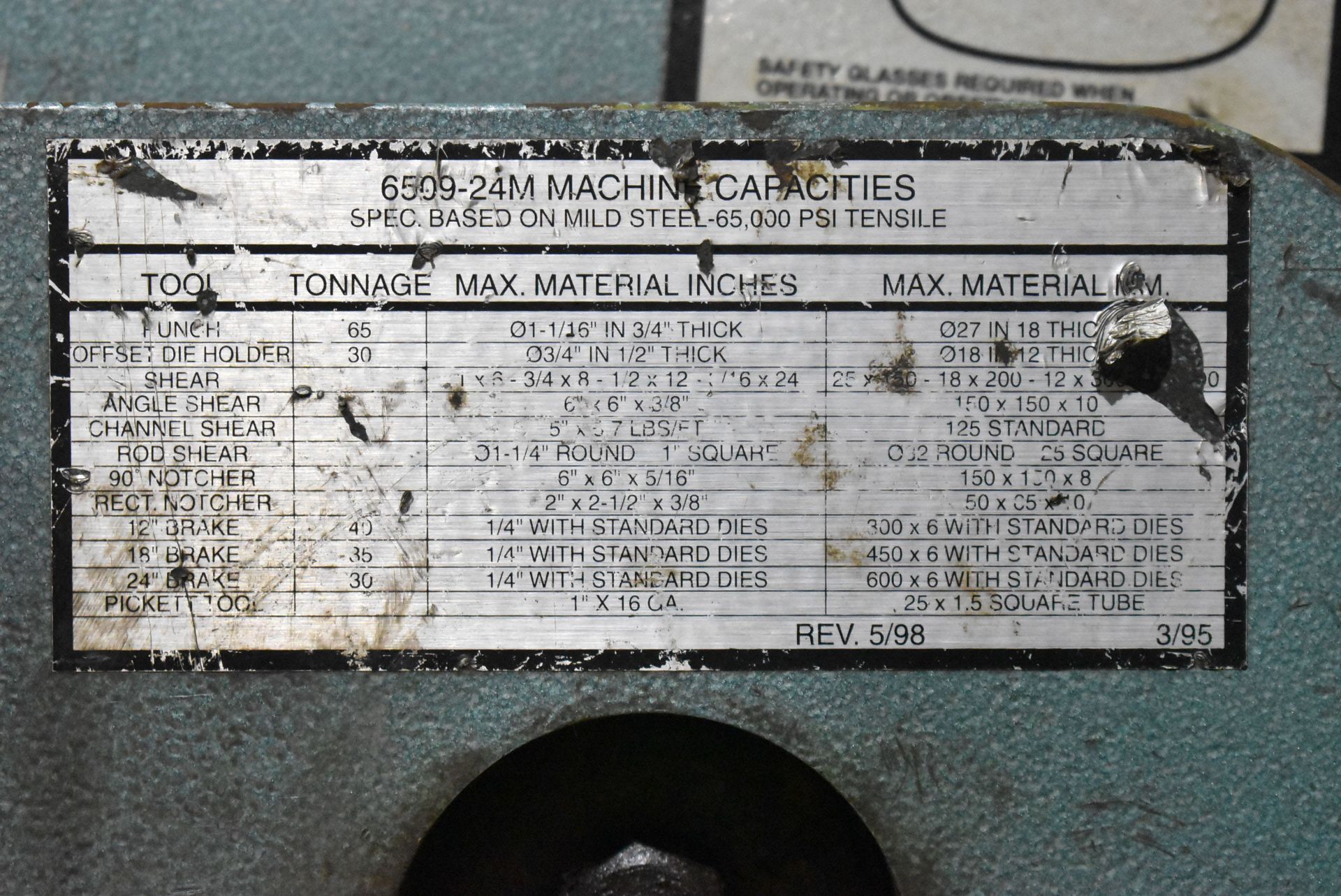 SCOTCHMAN 6509 65-TON CAPACITY HYDRAULIC IRON WORKER WITH 9" THROAT, SHEAR - 1"X6" - 1/4"X24" (FLAT) - Image 7 of 8