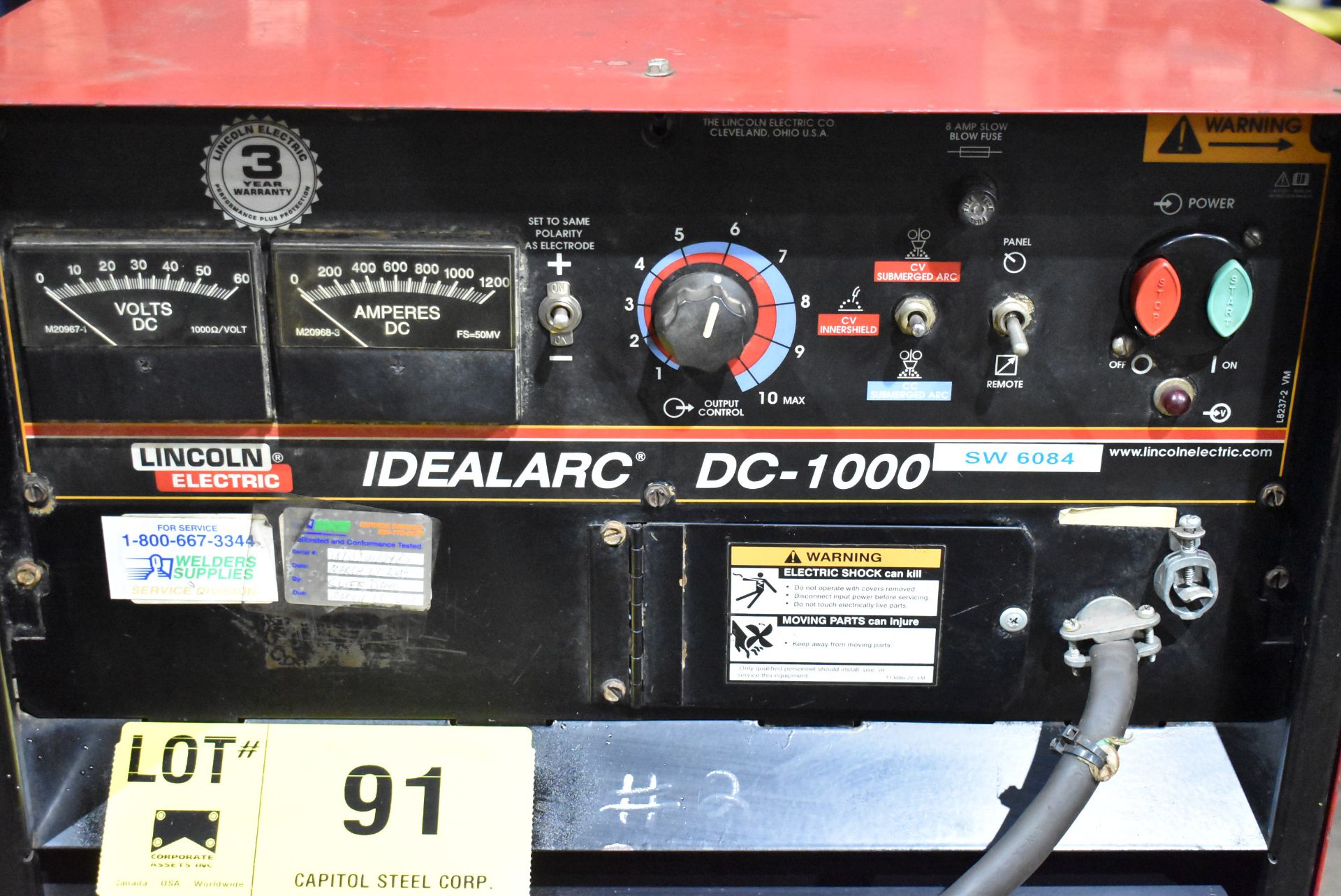 LINCOLN ELECTRIC IDEALARC DC-1000 MULTI-PROCESS WELDING POWER SOURCE, S/N: N/A (CI) [RIGGING FEES - Image 2 of 2