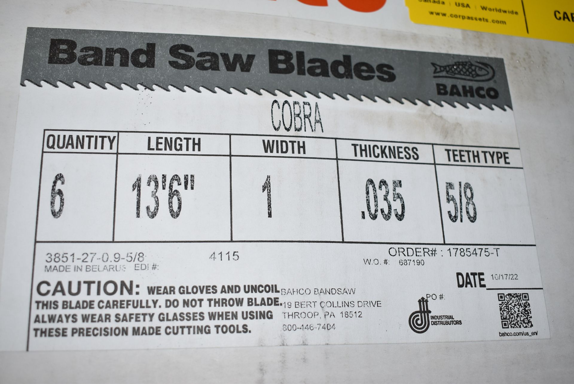 LOT/ BAHCO 1"X13'6" BAND SAW BLADES (NEW IN BOX) - Image 2 of 2