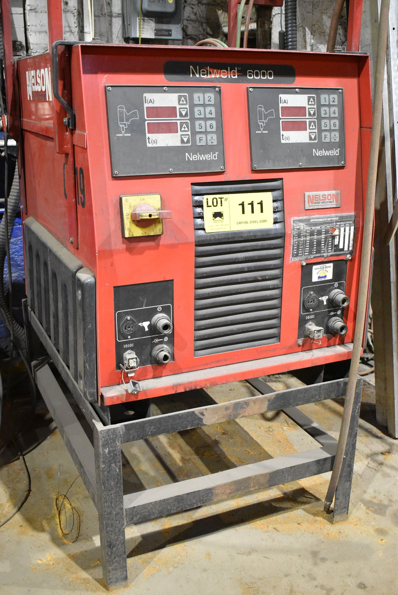 NELSON NELWELD 6000 TWIN STATION DIGITAL STUD WELDER (NO CABLES, NO GUN), S/N: N/A (CI) [RIGGING
