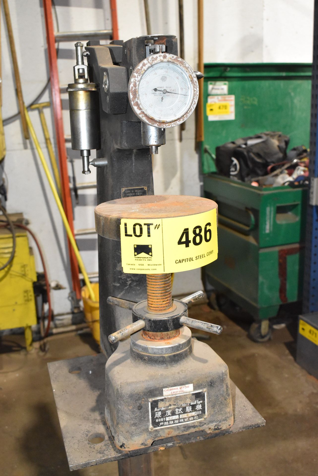 MFG. UNKNOWN ROCKWELL-TYPE DIAL HARDNESS TESTER WITH STAND, S/N: N/A [RIGGING FEES FOR LOT #486 - $ - Image 2 of 4