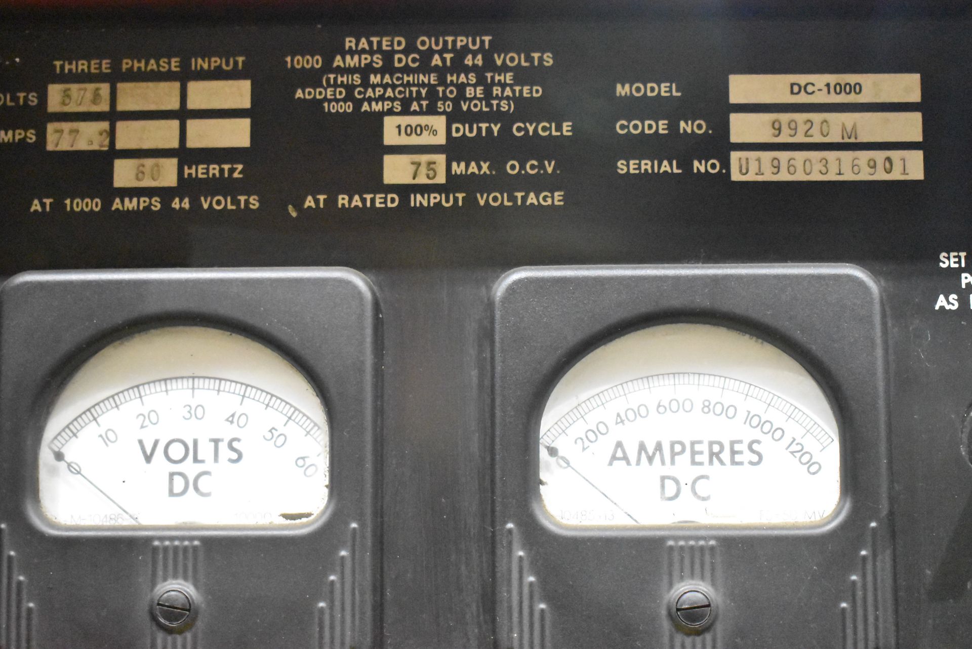 LINCOLN ELECTRIC IDEALARC DC-1000 MULTI-PROCESS WELDING POWER SOURCE (NO CABLES), S/N: N/A (CI) [ - Image 3 of 3