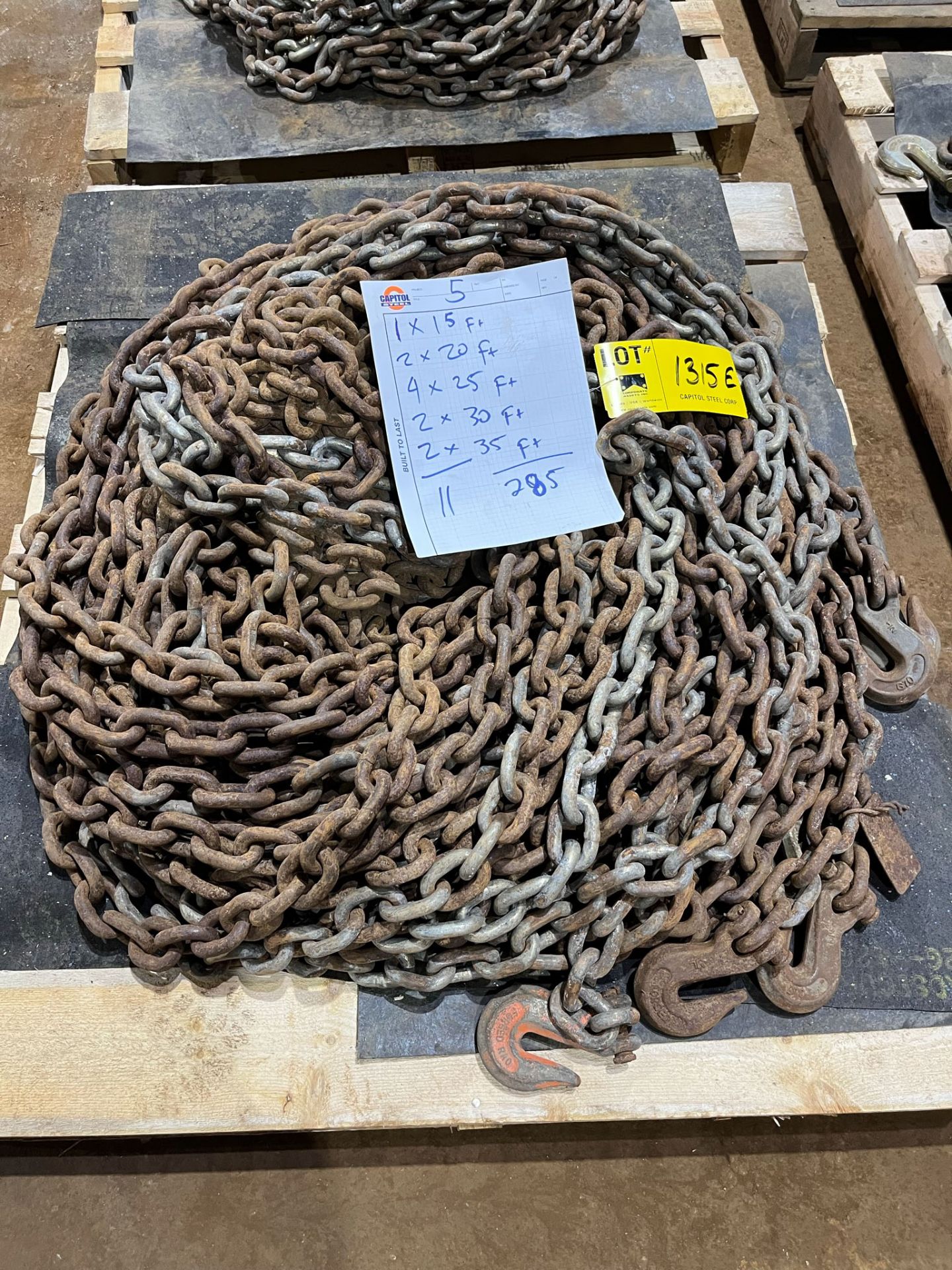 LOT/ SKID OF 285FT, 1/2" TRANSPORT CHAIN
