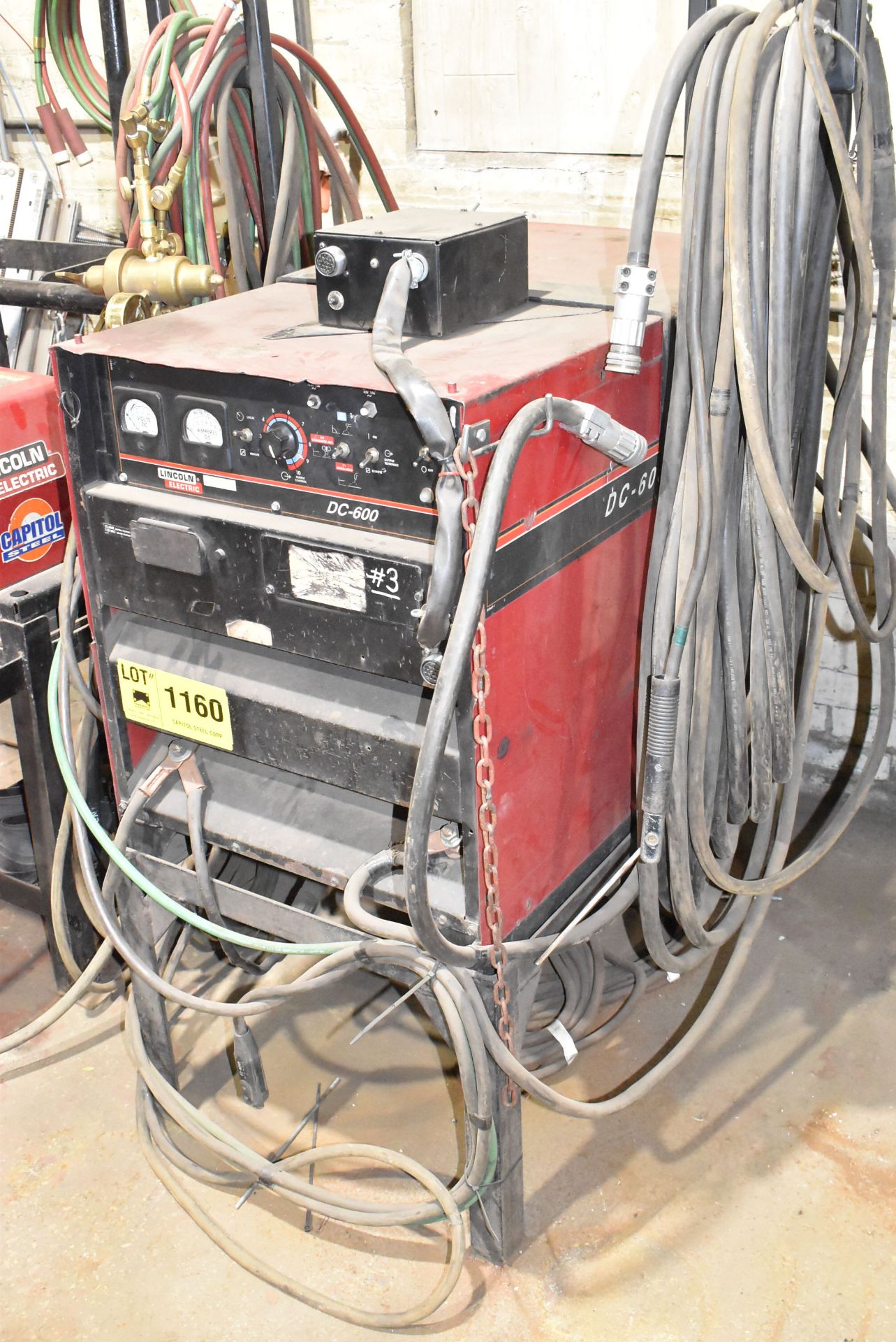 LINCOLN ELECTRIC DC-600 MIG WELDER WITH LINCOLN ELECTRIC LF-74 WIRE FEEDER, CABLES & GUN, S/N: N/