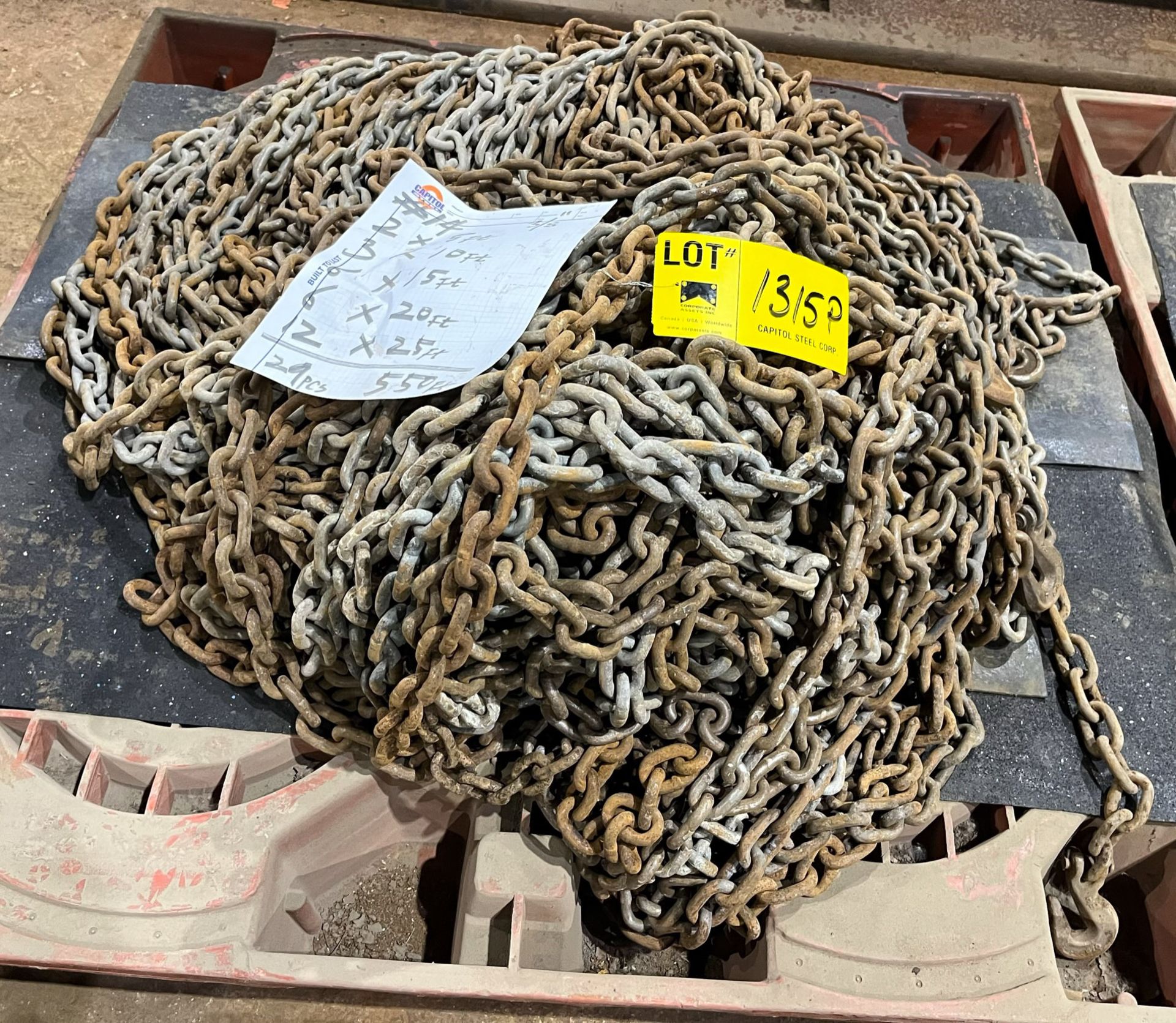 LOT/ SKID OF 550FT, 3/8" TRANSPORT CHAIN - Image 2 of 3