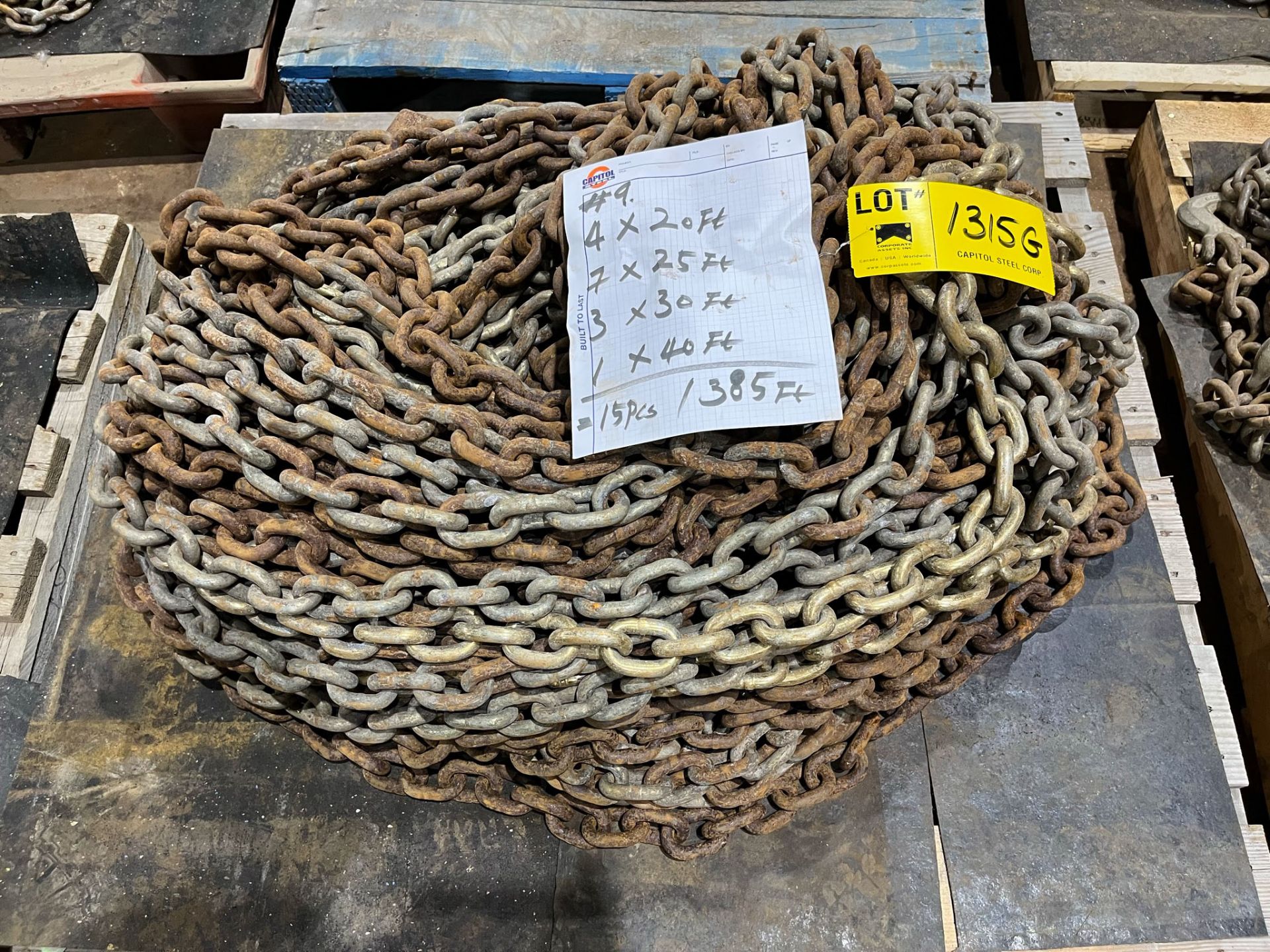 LOT/ SKID OF 385FT, 1/2" TRANSPORT CHAIN