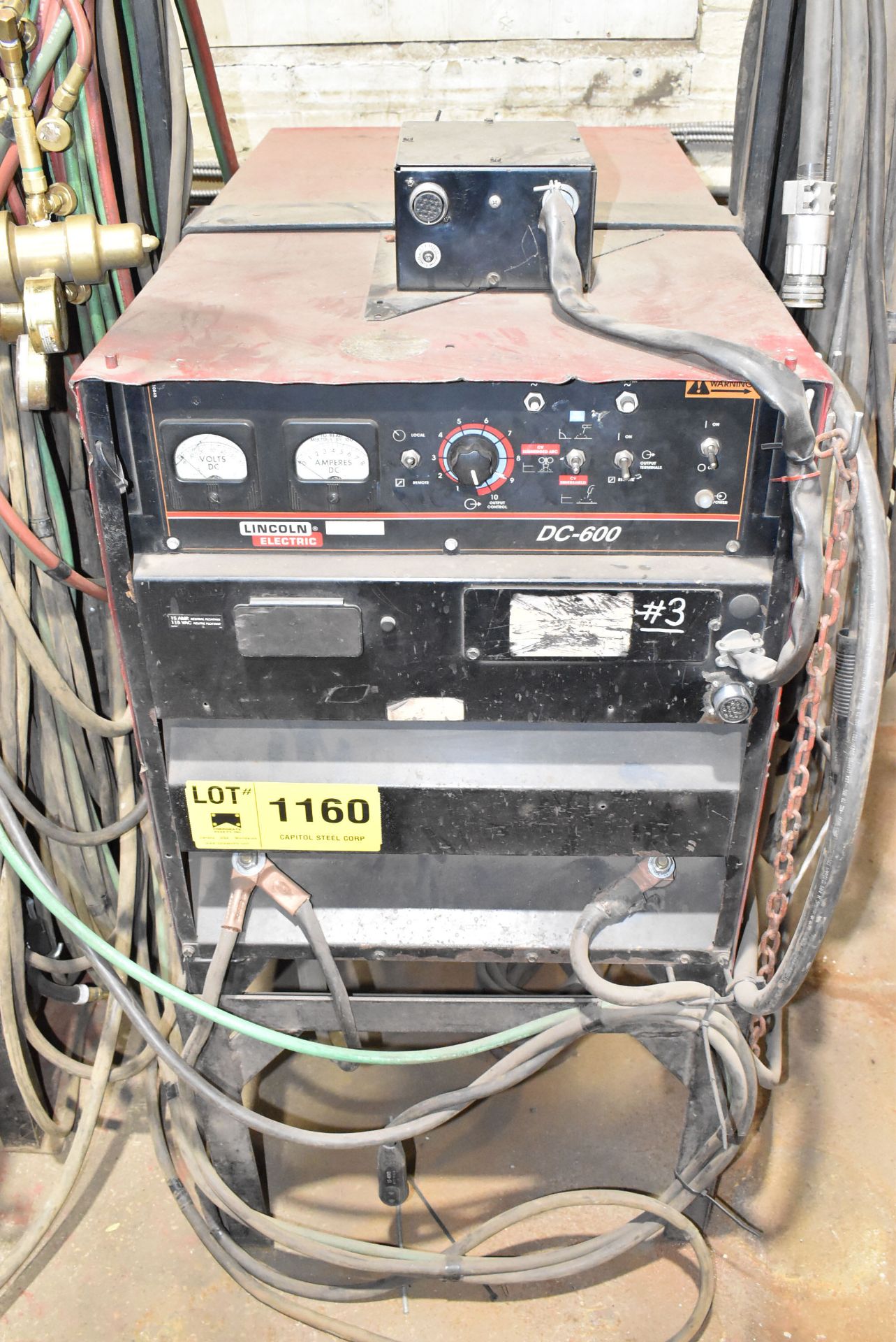 LINCOLN ELECTRIC DC-600 MIG WELDER WITH LINCOLN ELECTRIC LF-74 WIRE FEEDER, CABLES & GUN, S/N: N/ - Image 2 of 8