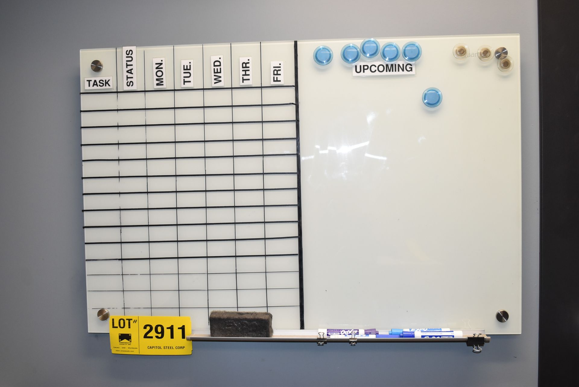 LOT/ (2) GLASS MAGNETIC DRY ERASE BOARDS