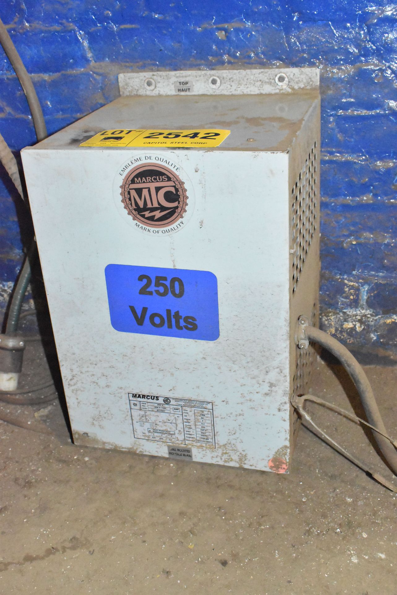 MARCUS 15 KVA TRANSFORMER WITH 600V PRIMARY, 208Y/120V SECONDARY, 3PH, 60 HZ (CI) (DELAYED DELIVERY)