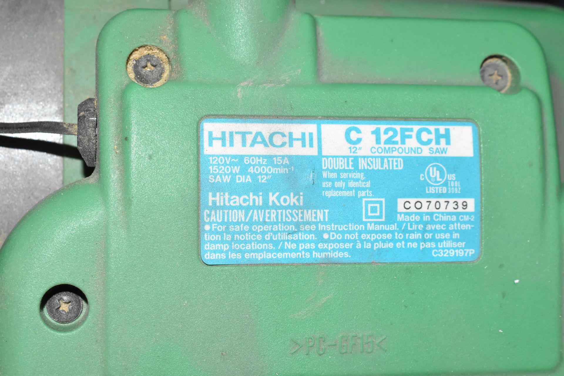 HITACHI C12FCH COMPOUND MITER SAW WITH LASER S/N C070739 - Image 4 of 4