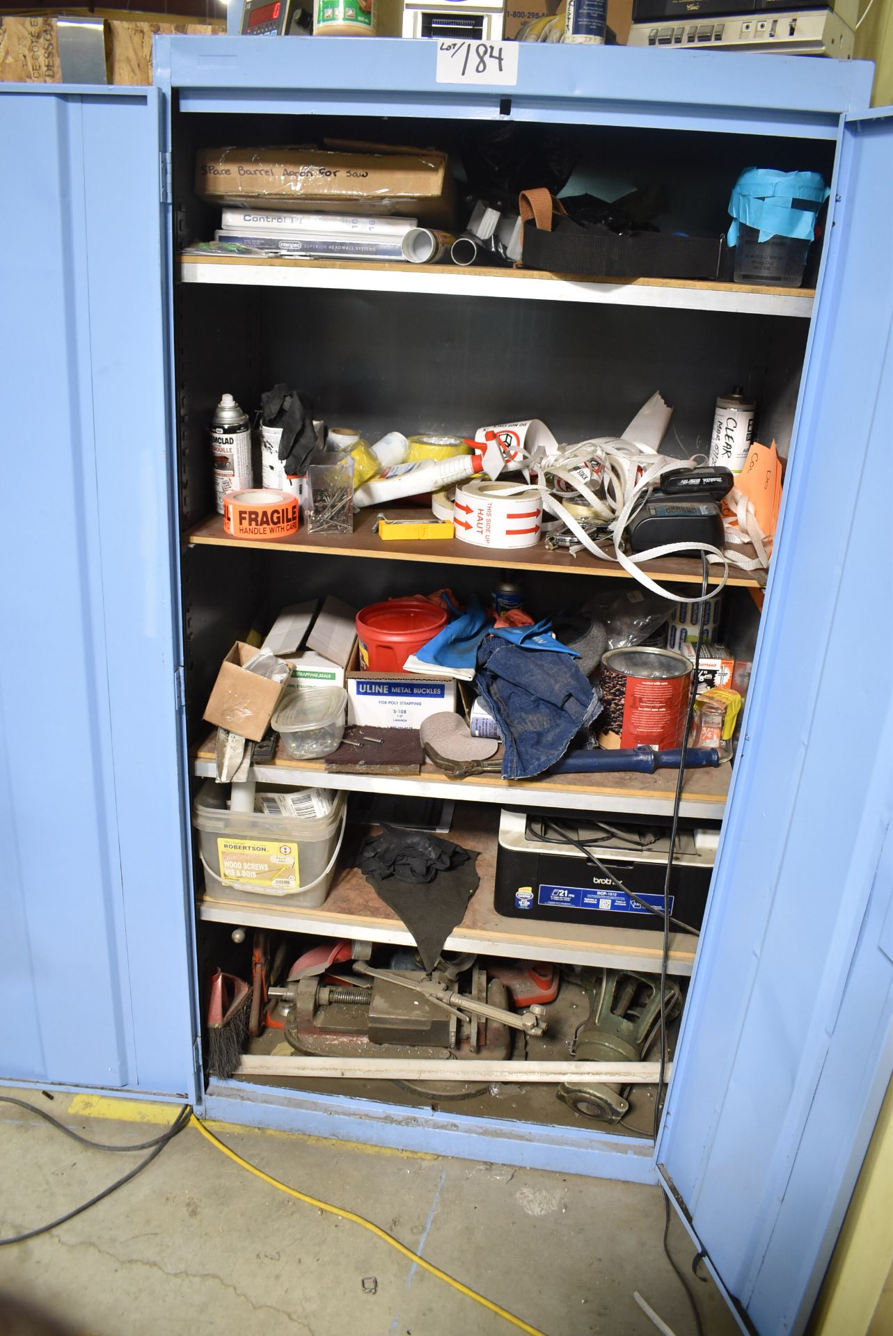 LOT/ HIGH BOY CABINET WITH CONTENTS [RIGGING FOR FOR LOT #184 - $25 CAD PLUS APPLICABLE TAXES]