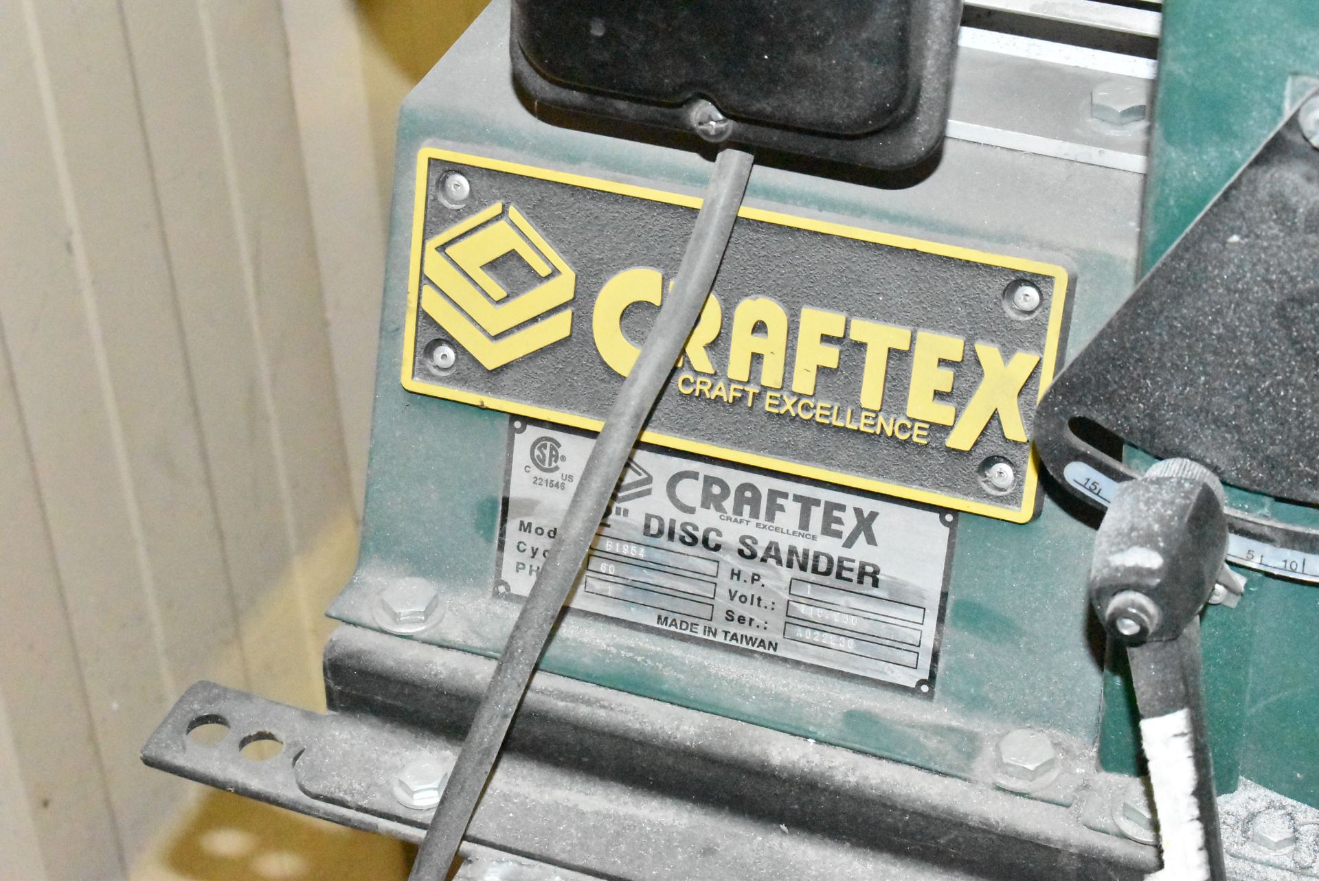 CRAFTEX 12" DISC SANDER, S/N A022236 [RIGGING FOR FOR LOT #29 - $25 CAD PLUS APPLICABLE TAXES] - Image 2 of 5