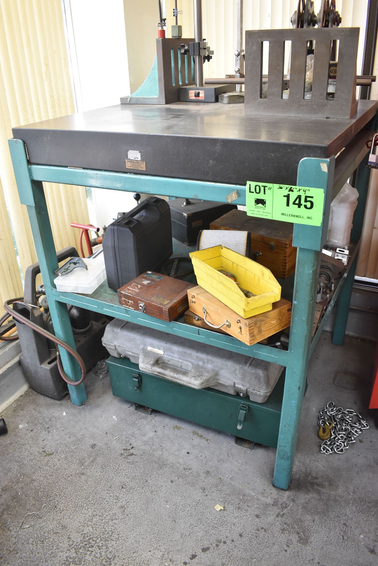 36"X36"X4 GRANITE SURFACE PLATE WITH STAND (CONTENTS NOT INCLUDED) [RIGGING FEE FOR LOT #145 - $25