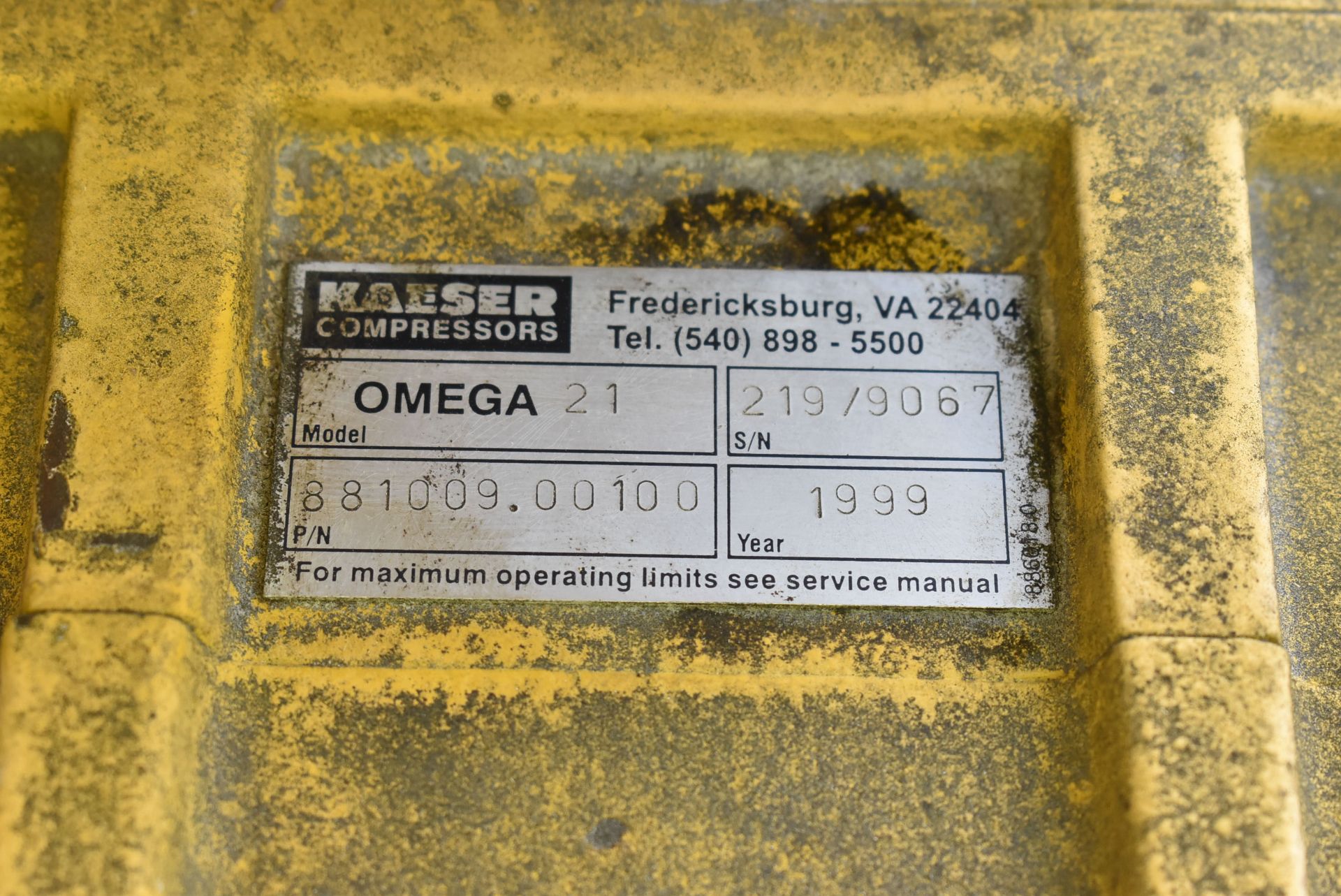 KAESER OMEGA 21 BLOWER, S/N: 219/9067 (CI) [RIGGING FEE FOR LOT #694 - $300 USD PLUS APPLICABLE - Image 5 of 5