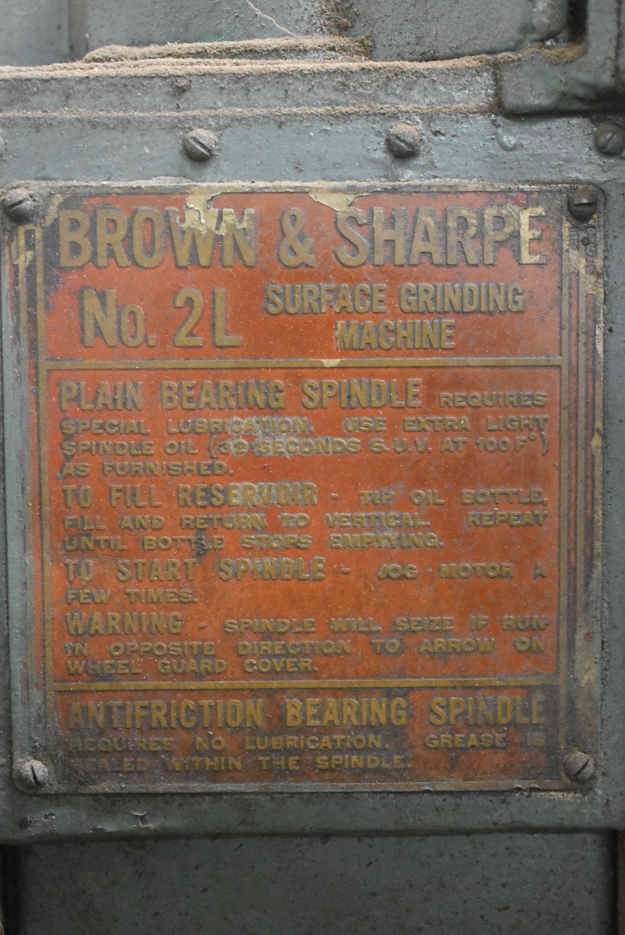 BROWN & SHARPE NO. 2L CONVENTIONAL SURFACE GRINDER WITH 6"X18" ELECTROMAGNETIC CHUCK, 6" WHEEL, - Image 4 of 4