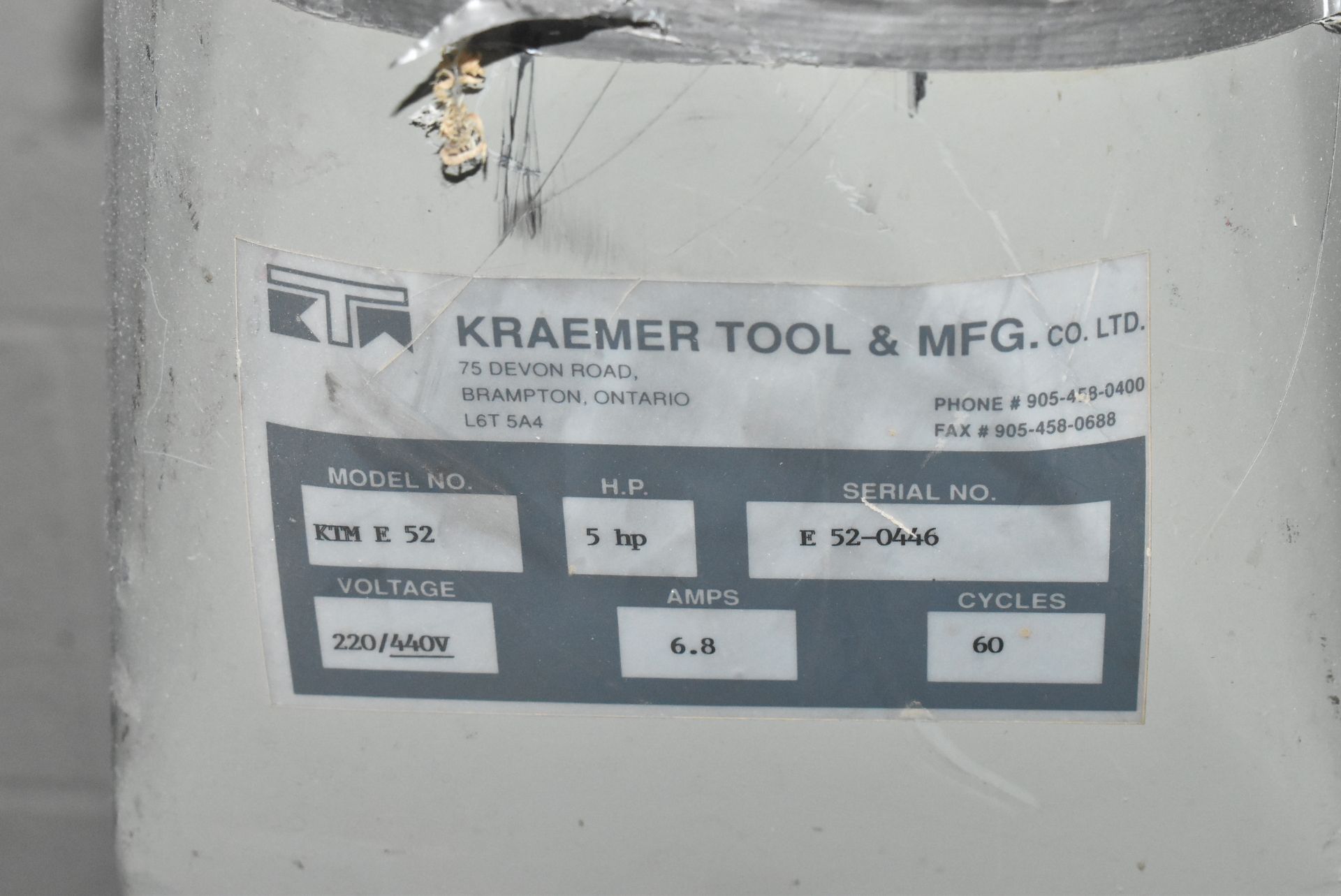 KRAEMER KTM E 52 5 HP PORTABLE TWIN BAG DUST COLLECTOR, S/N: E52-0446 - Image 3 of 4