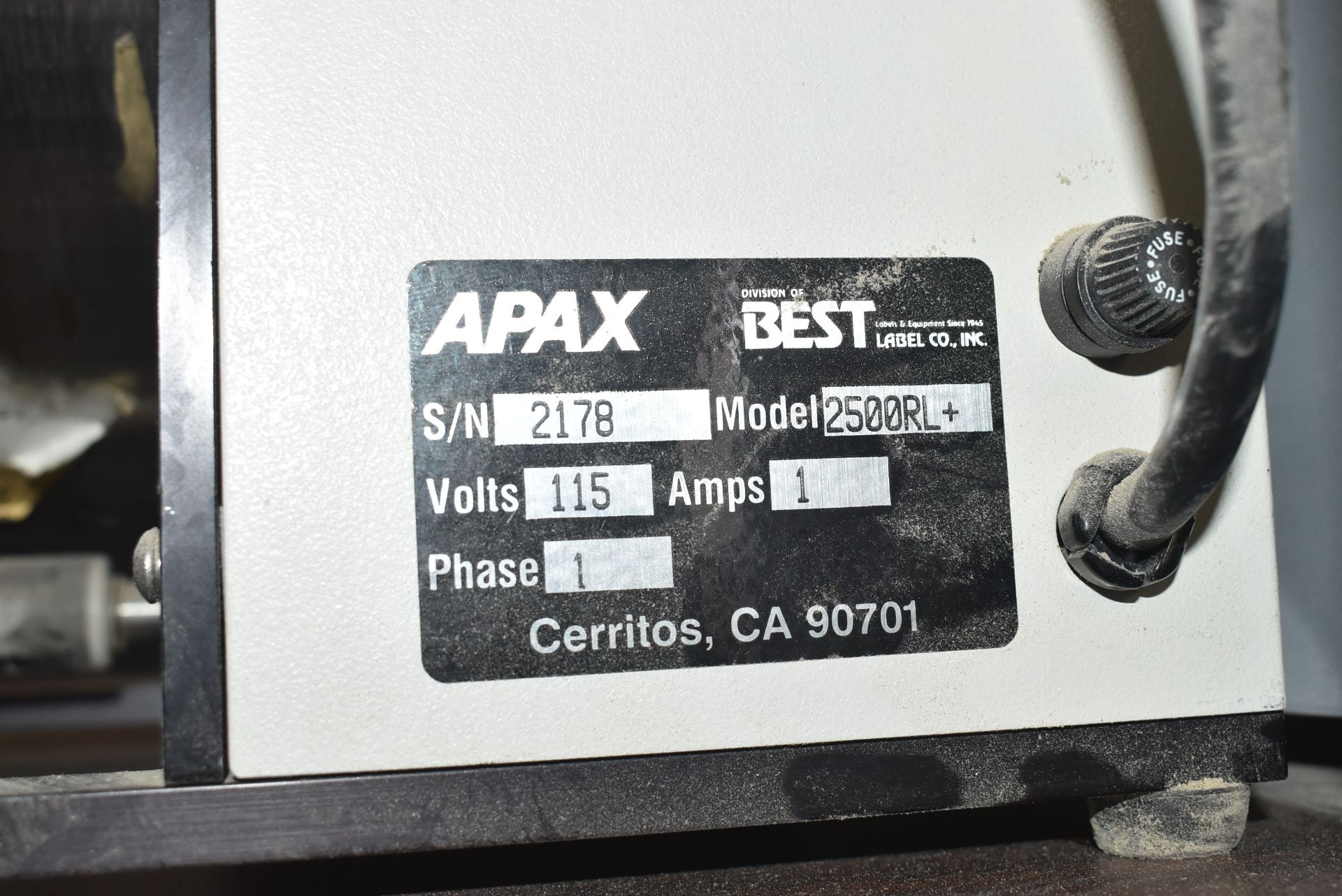 APAX 2500RL+ LABEL REEL, S/N: 2178 - Image 3 of 3