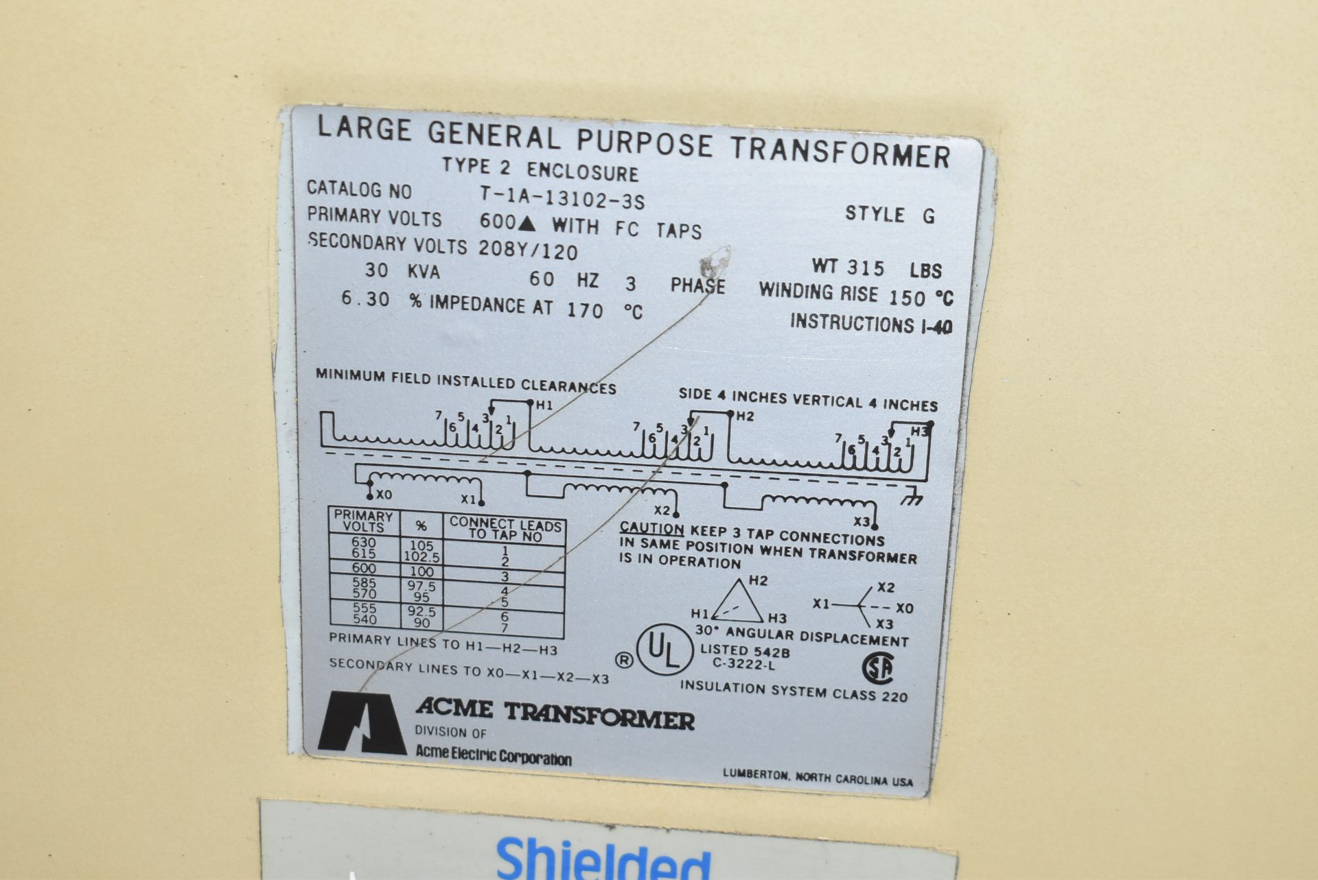 ACME 30 KVA TRANSFORMER S/N N/A (CI) [RIGGING FEES FOR LOT #66 - $75 USD PLUS APPLICABLE TAXES] - Image 4 of 4