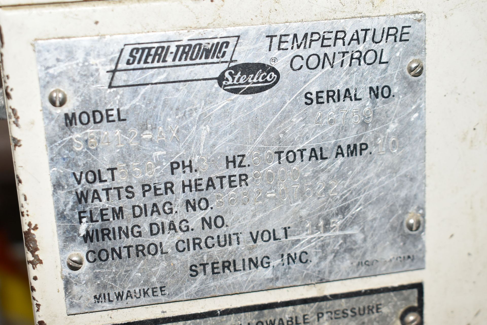 STERLCO STERL-TRONIC DIGITAL WATER TEMPERATURE CONTROLLER, S/N 46759 [RIGGING FEES FOR LOT #133 - $ - Image 5 of 5